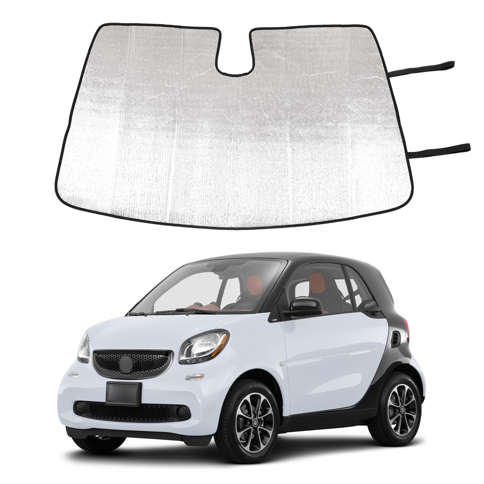 Windshield Sunshade For Benz Smart Fortwo Forfour 453 451 450 2009-2021, Custom Fit Front Windshield Sun Shade, Foldable Reflective Sun Visor, Screen Shield Cover Uv Blocker Protector Heatshield
