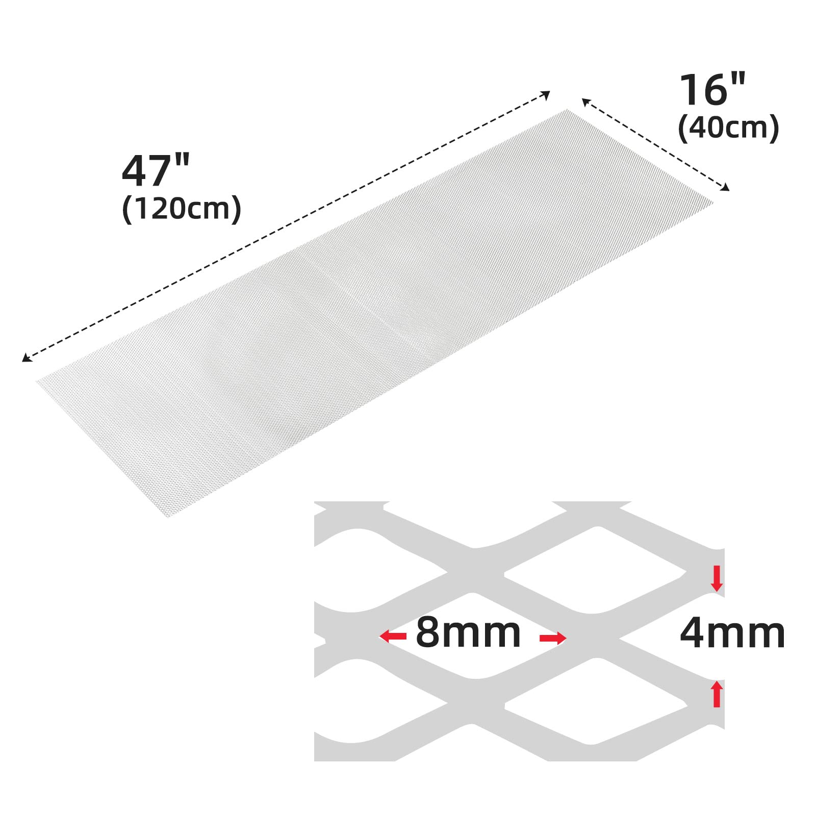 AggAuto 47x16 inches Car Pickup Truck Grill Mesh Spoiler Bumper Vent Aluminum Alloy Automotive Grille Insert Air Intake Racing R