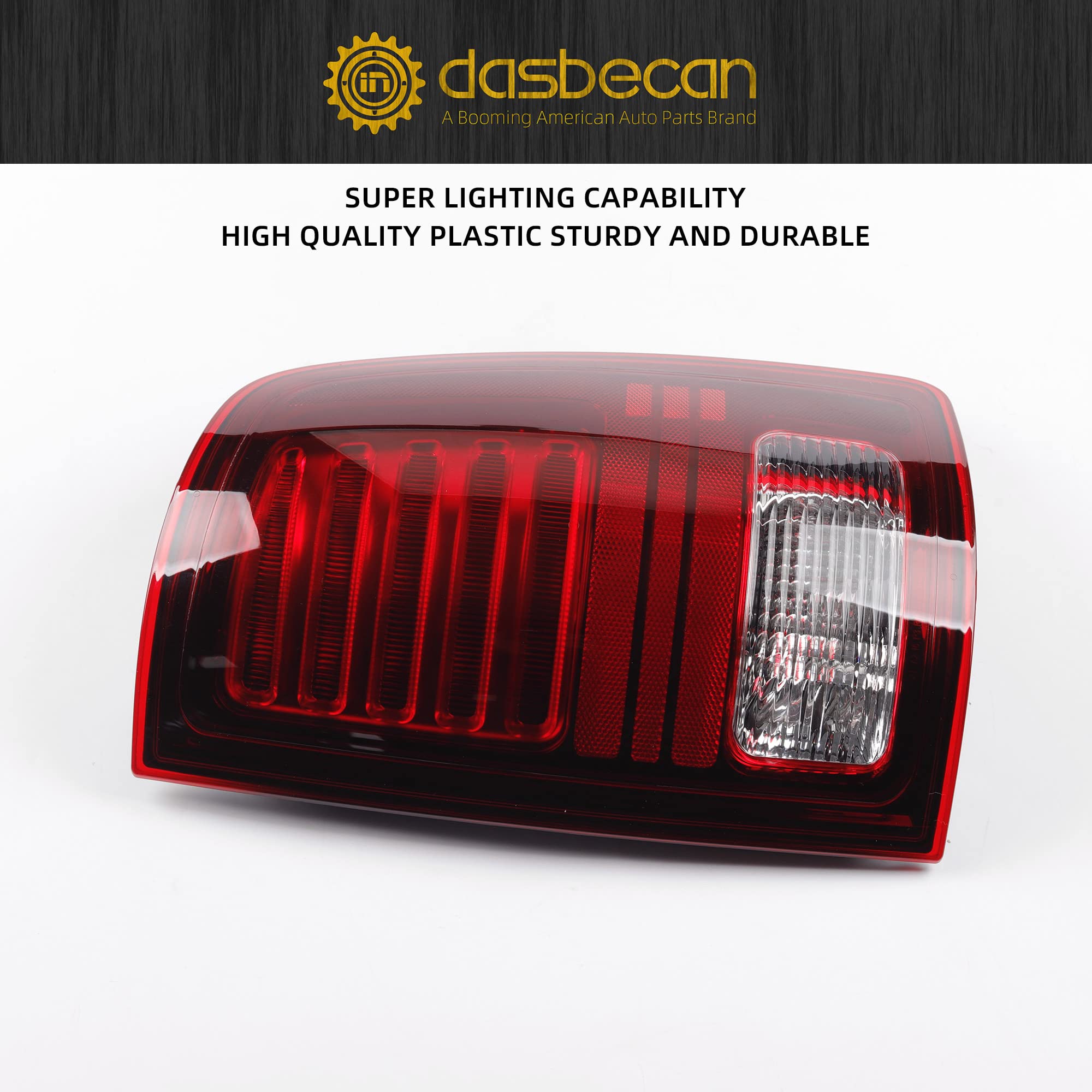Dasbecan Tail Lights Assembly Passenger Side Red Lens Black Interior Compatible With Dodge Ram 1500 2013-2018 Ram 1500 Classic Warlock 2019-2022 Ram 2500 3500 2014-2018 Replaces# 68093080Ab 68093080Ac