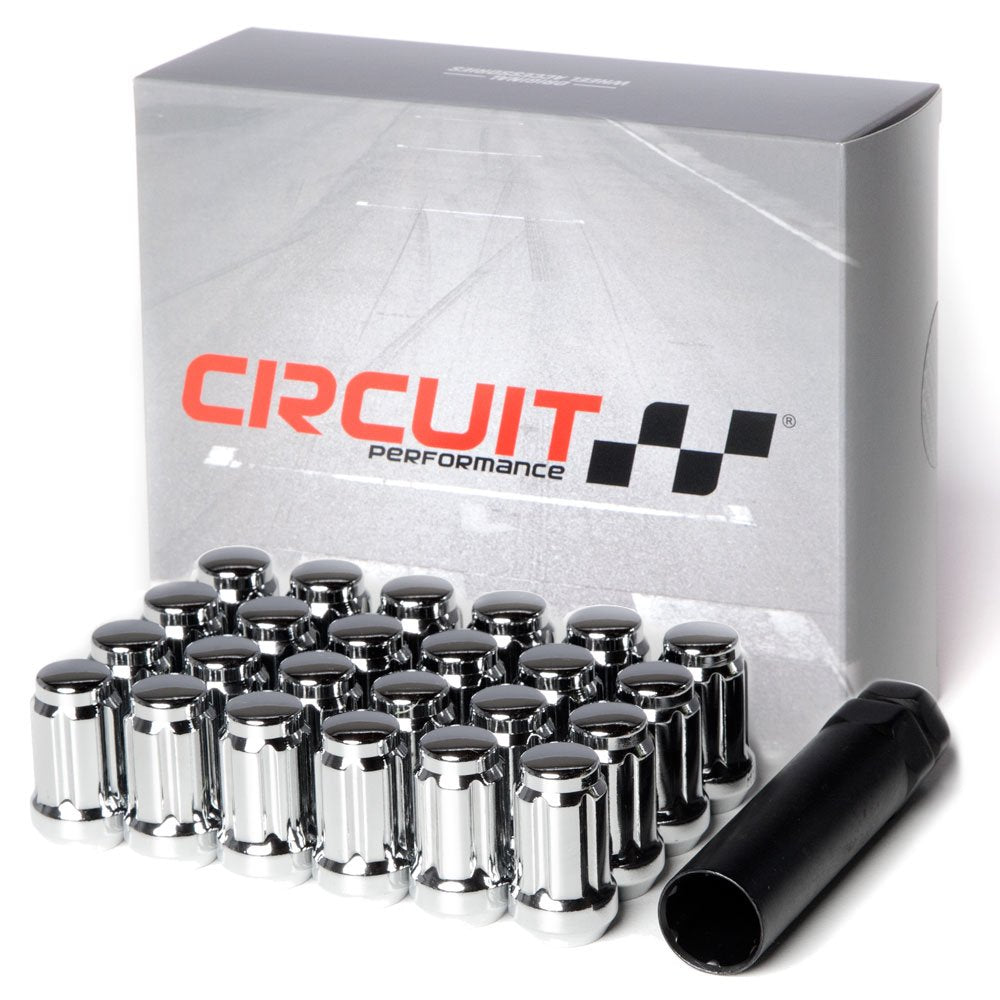 Circuit Performance Spline Drive Tuner Acorn Lug Nuts Chrome 12x1.25 Forged Steel (24pc + Tool)