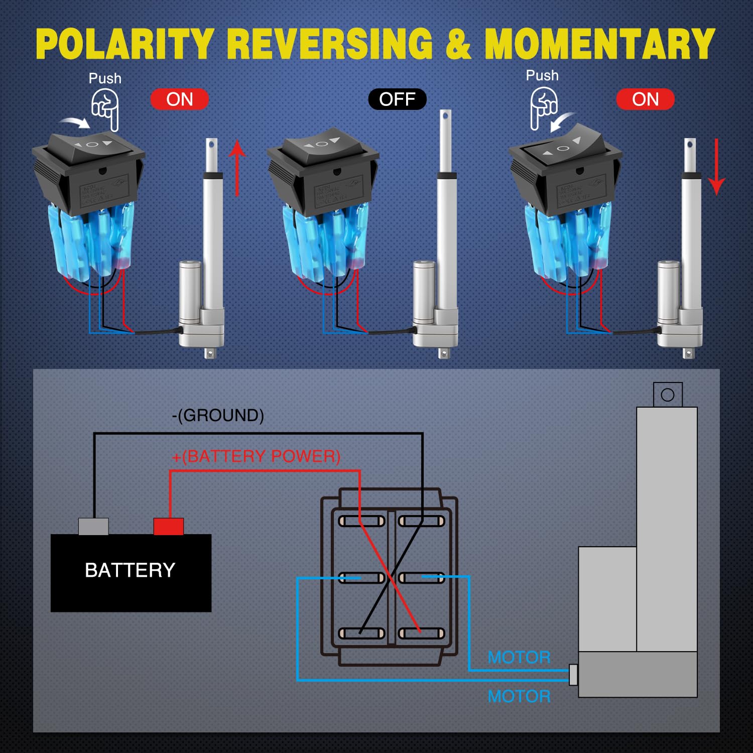 Nilight 6Pin Momentary Polarity Reverse Switch On Off On Dpdt 3 Position 20A 12Vdc 125Vac Motor Control Automatic Reset For Boat