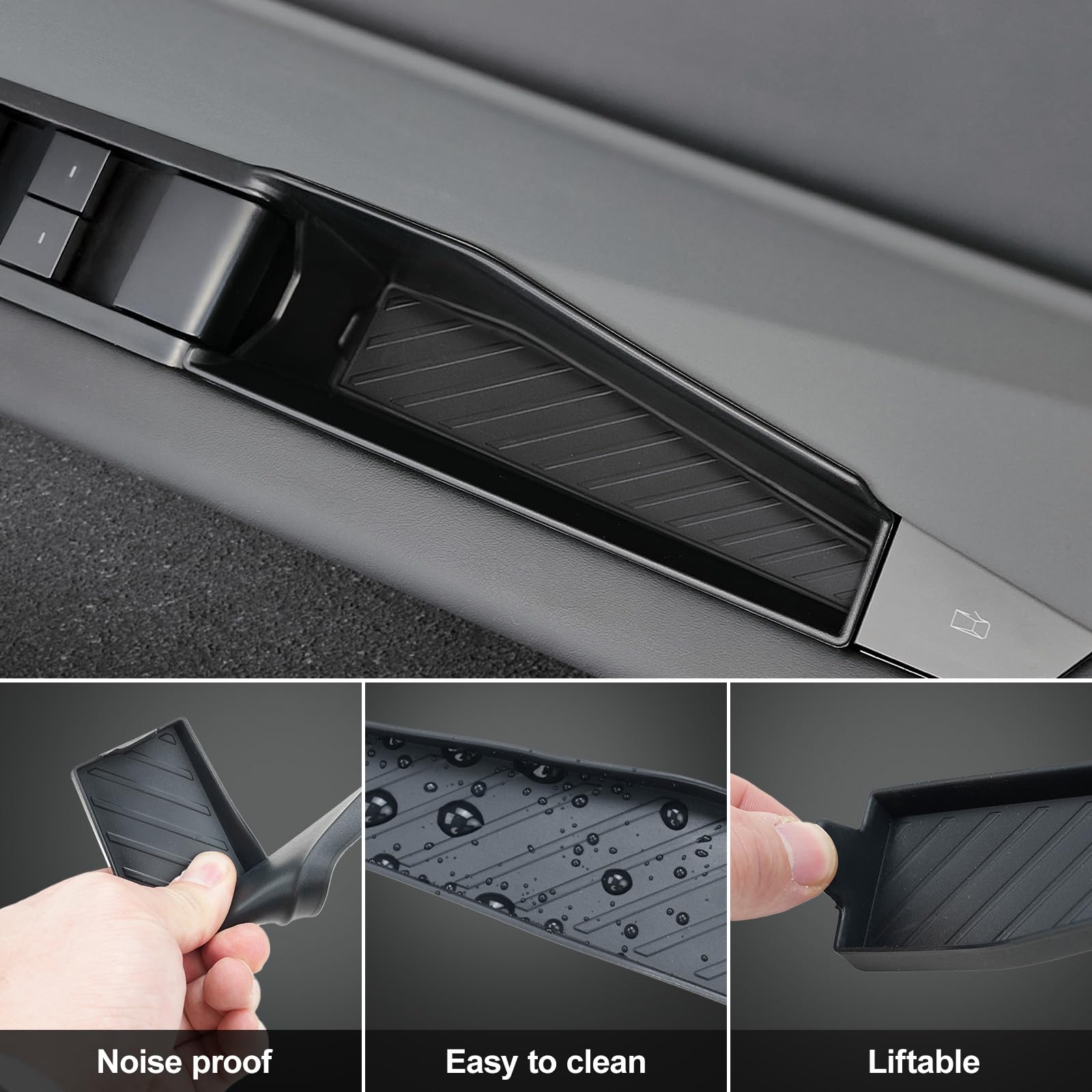 ELECFRESH 4 Door Handle Storage Box for Cybertruck Accessories, Inner Door Handle Phone Holder Front and Rear Grab Tray Pocket S