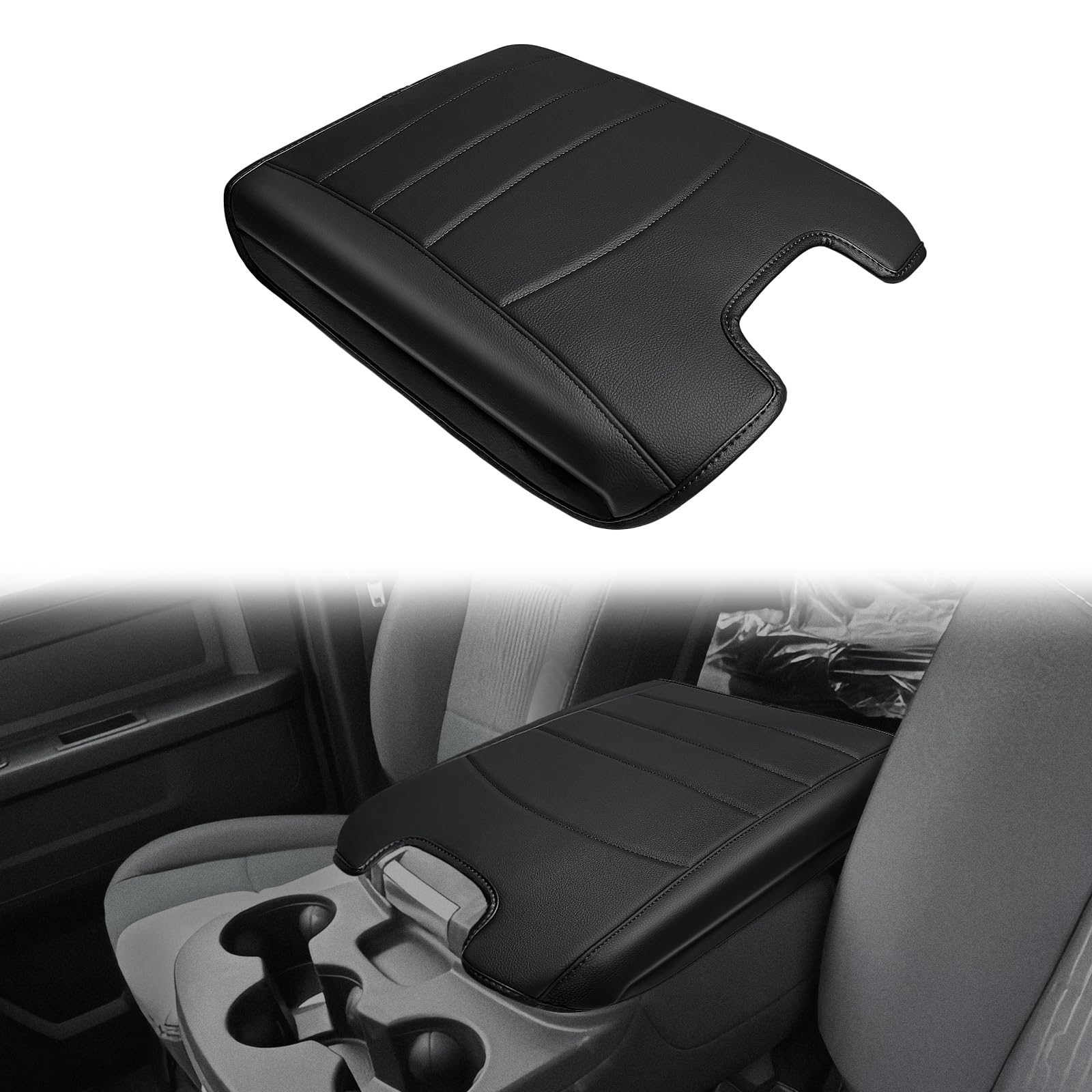 Muslogy Center Console Armrest Cover Compatible With Dodge Ram 1500 2013-2018 & 2013-2025 Ram 2500/3500 Comfort Armrest Pad Arm