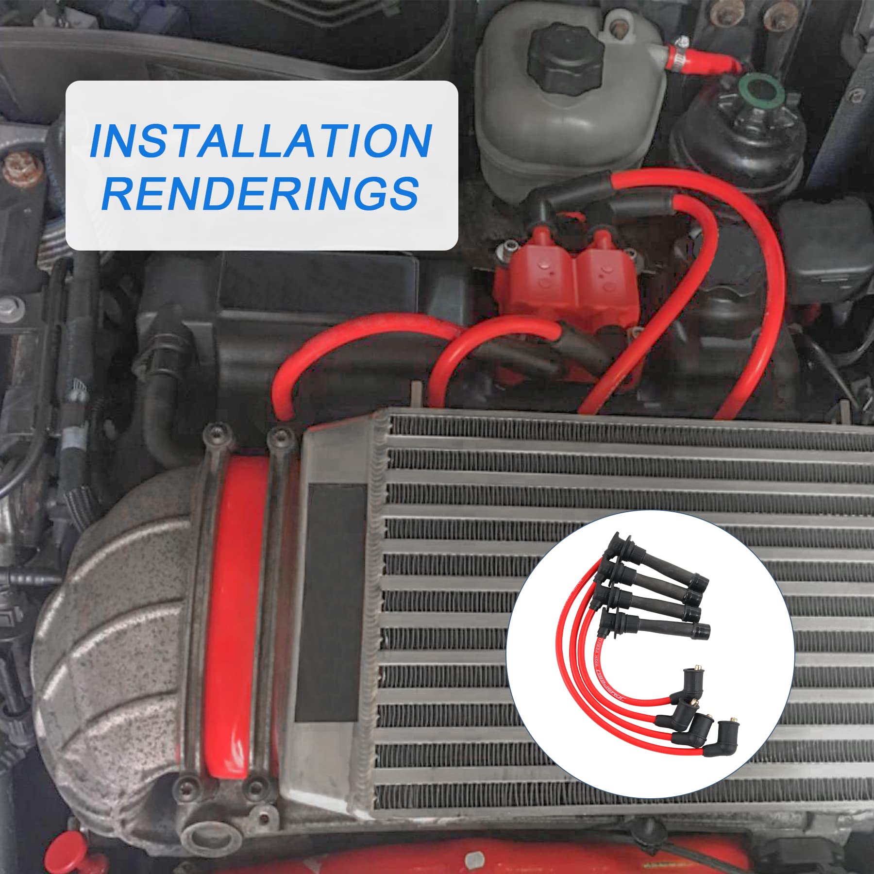 JDMSPEED New Red Ignition Spark Plug Wires Set Replacement for Mazda Miata MX-5 1.6L 1.8L Engines 1990-2000 10.2mm Replaces B61P18140A, B61P18140B, B61P18140C, BPE818140A