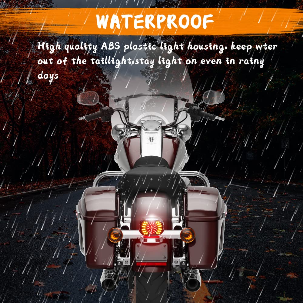 Motoparacc Smoked Motorcycle Led Brake Taillights, Integrated Turn Signals Tail Lights For Harley Dyna Low Rider S Sportster Road King Fatboy Xl1200 Low 1200R Fxdli