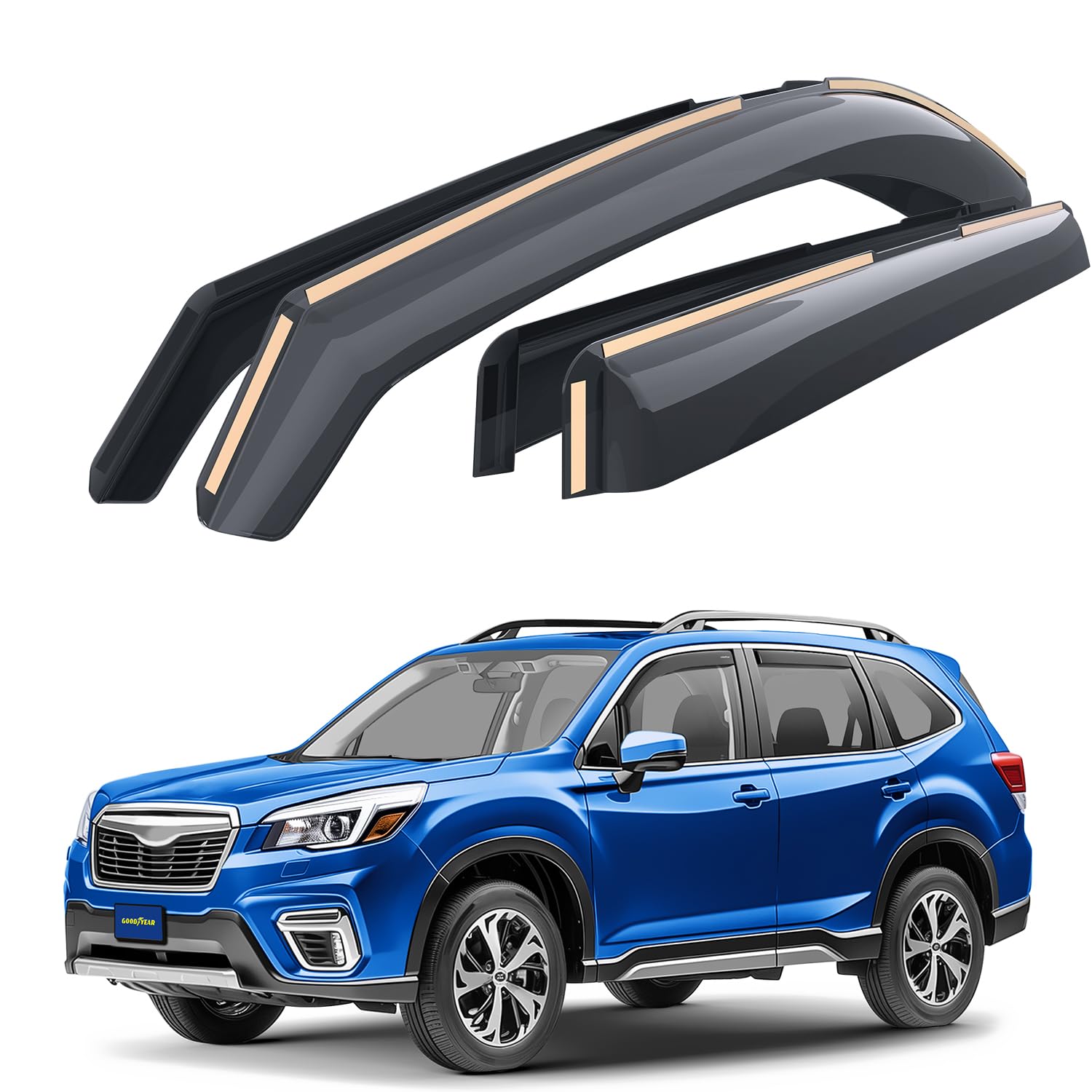Goodyear Shatterproof In-Channel Window Deflectors For Subaru Forester 2019-2024, Rain Guards, Window Visors For Cars, Vent Defl