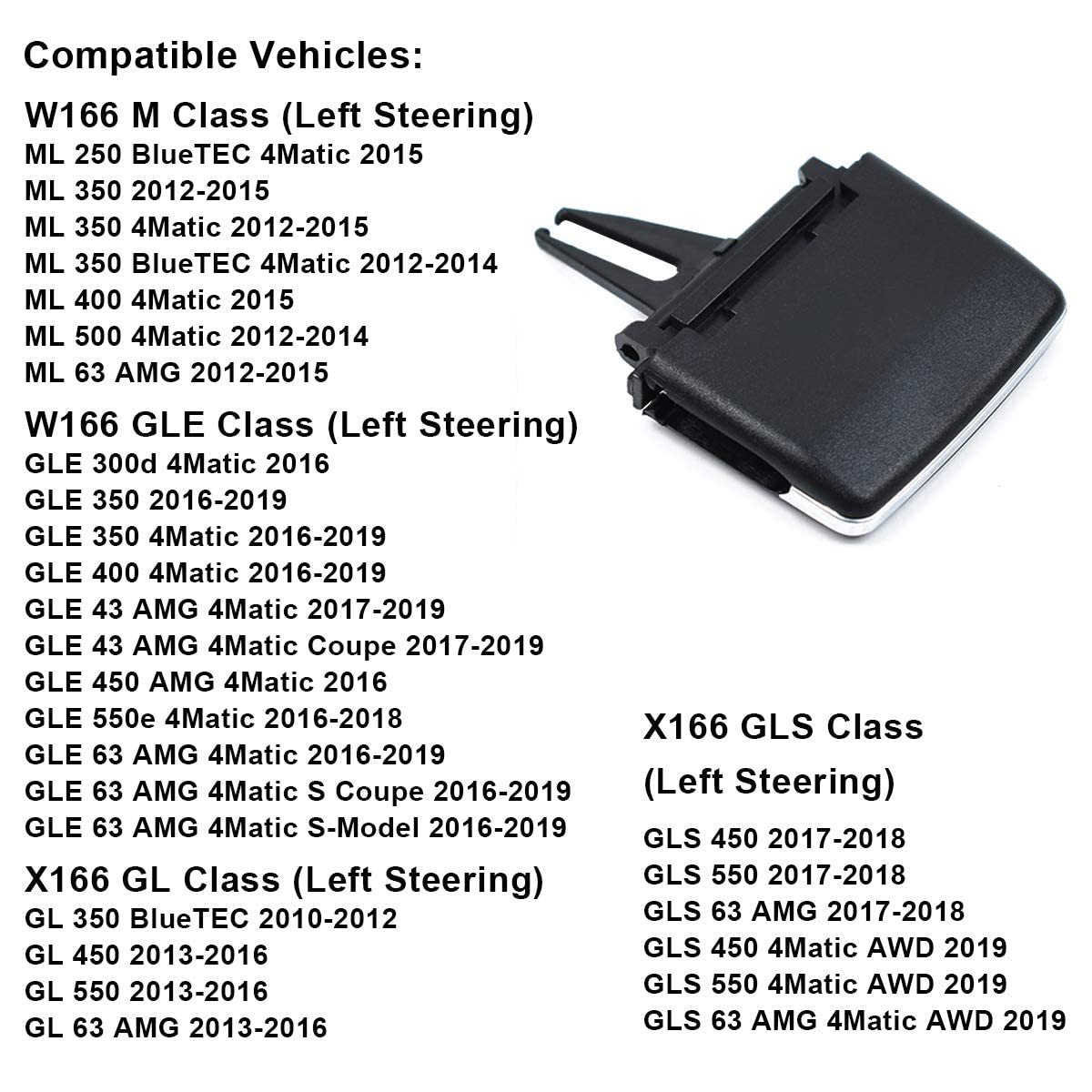 Moonlinks Compatible With Mercedes Benz Front Left Right Air Vent Clips Tabs, Front Row Air Grille Tabs Clip For W166 Ml Class 2