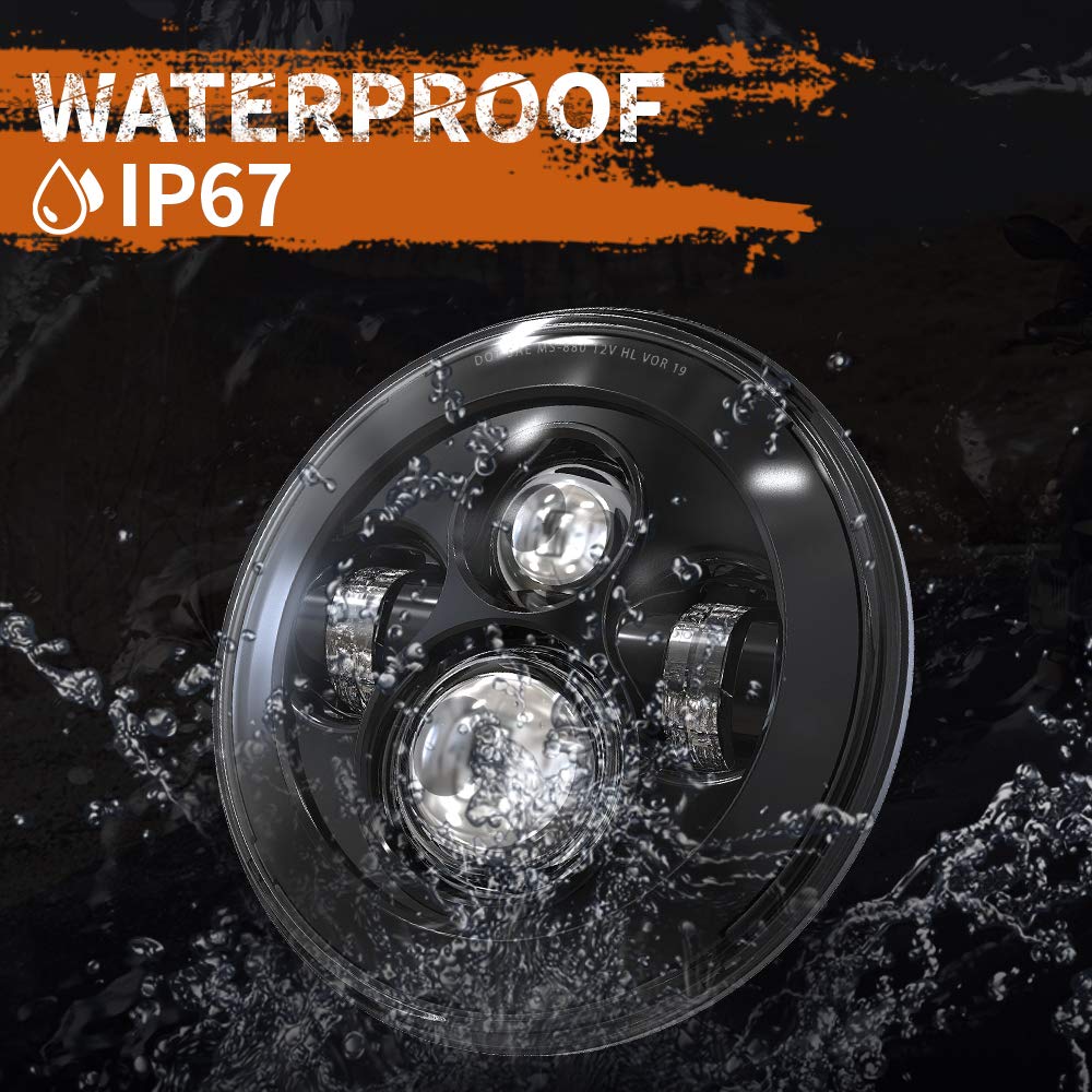 Bicyaco Dot 7 Inch Motorcycle Led Headlight Headlamp Compatible With Harley Davidson Electra Glide Street Glide Fat Boy Road King Heritage Softail Switchback Black