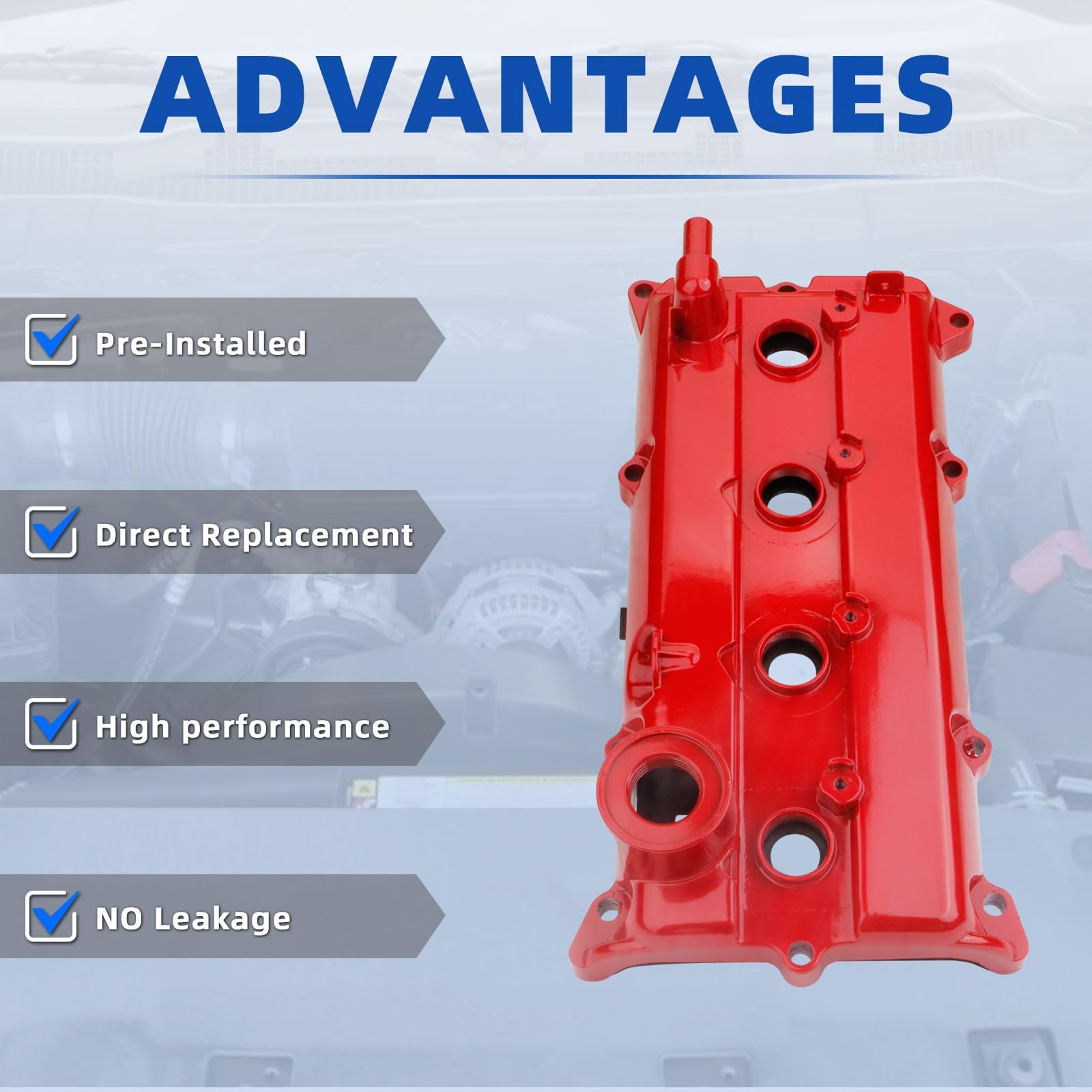 Mitzone Upgrade Aluminum Valve Cover Compatible With Nissan Altima Sentra Se-R Se-R Specv 2.5L L4 - Gas 2002-2006