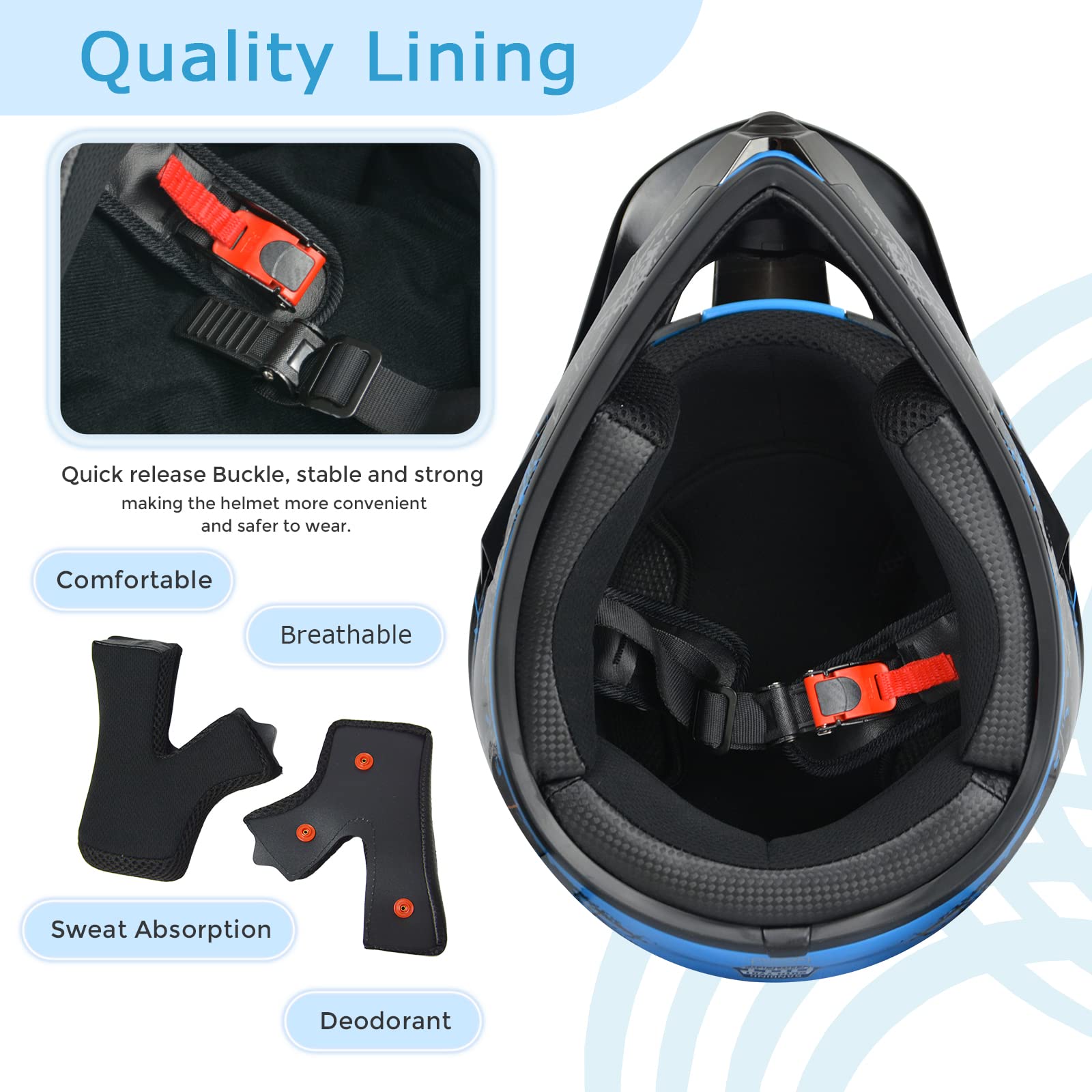 Sanqing Dirt Bike Helmets Youth Motocross, Motorcycle, Bmx, Atv, Off-Road, Kids Four Wheeler, Moutain Bike Helmets Dot Approved