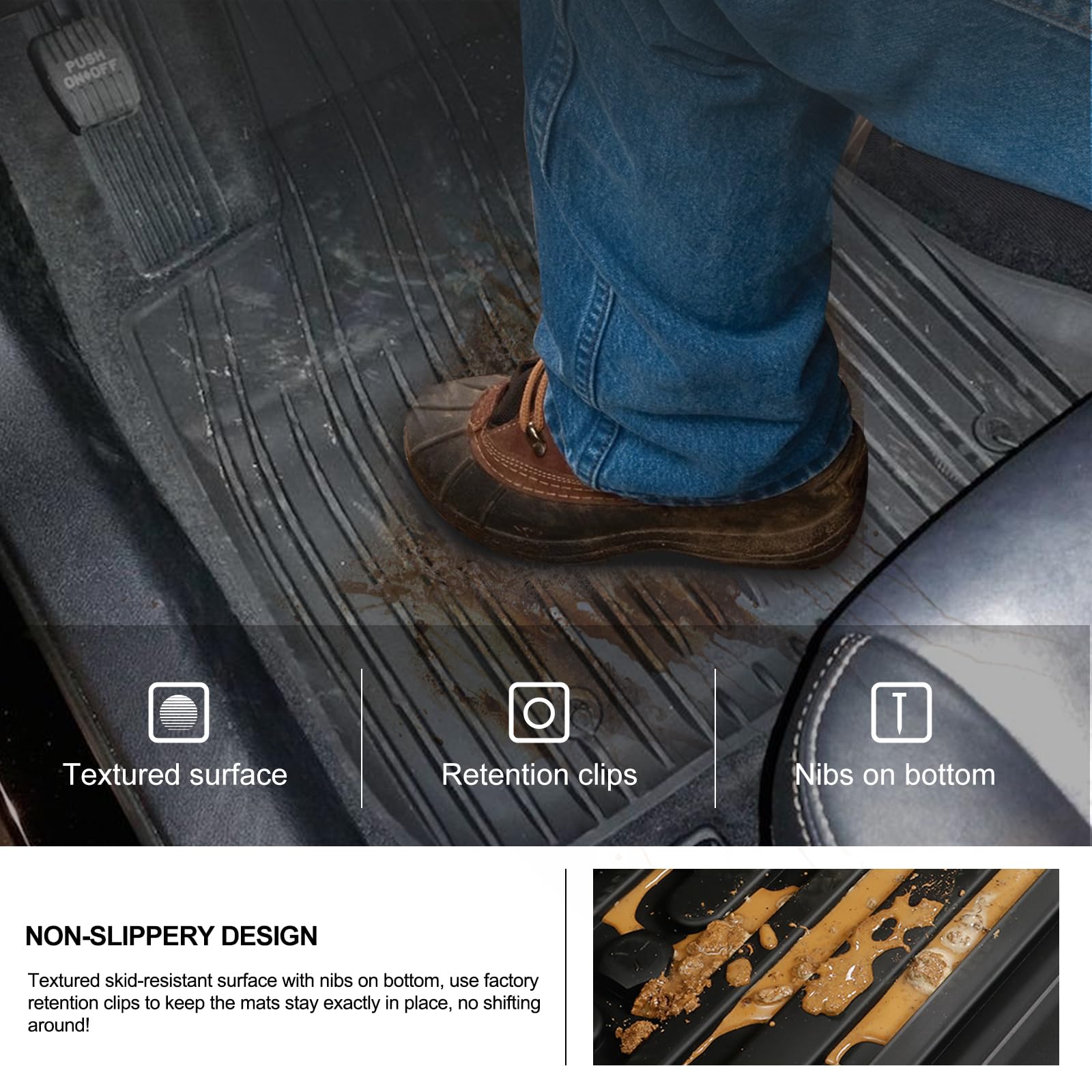 Kiwi Master Floor Mats For 2011-2023 Dodge Challenger Rwd Oem Replacement 82212545 All Weather Slush Liners Front And Rear 2 Row