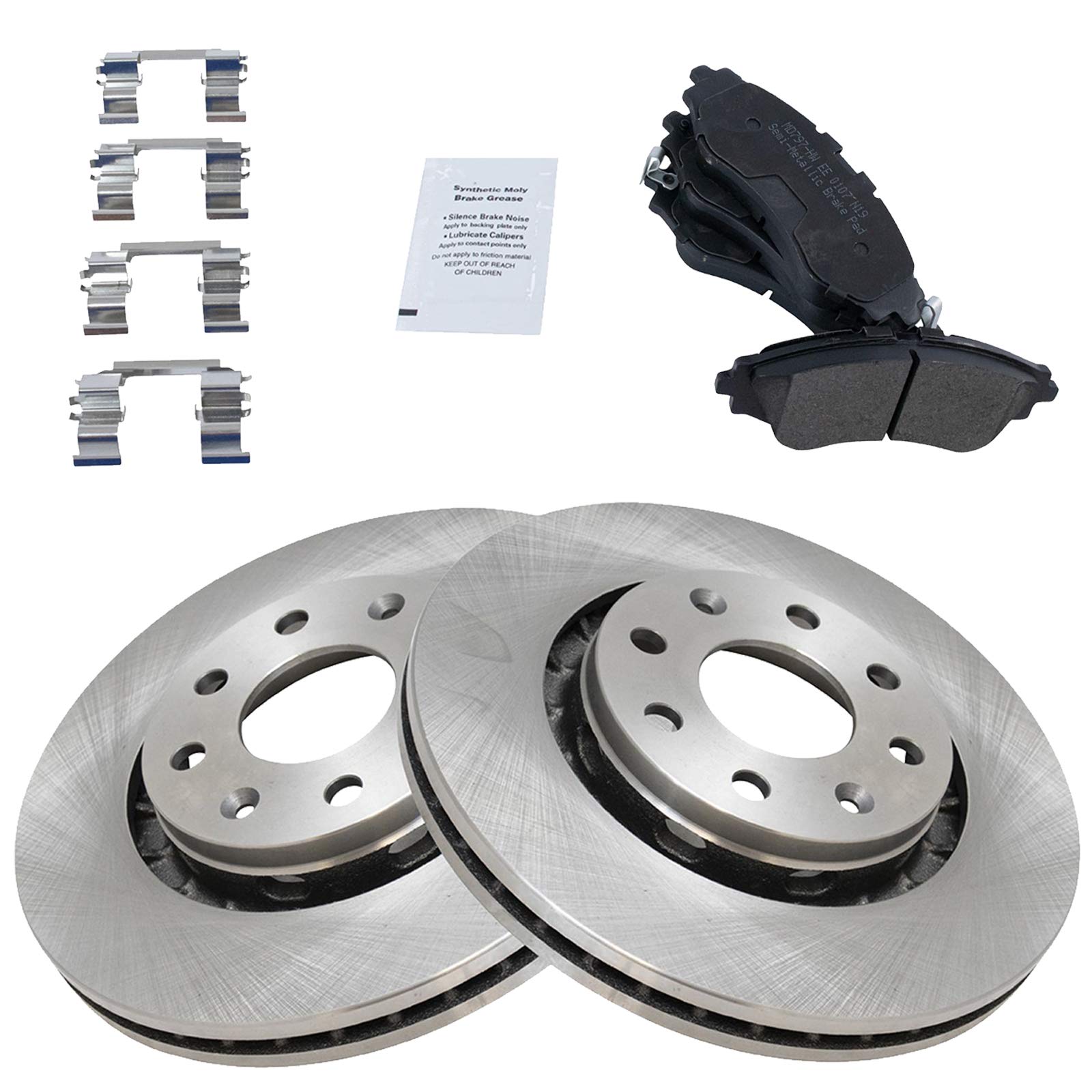 Trq Front Brake Pad & Rotor Kit Brake Pads Brake Rotor Semi-Metallic Compatible With 2004-2011 Chevrolet Aveo 2007-2011 Aveo5 20