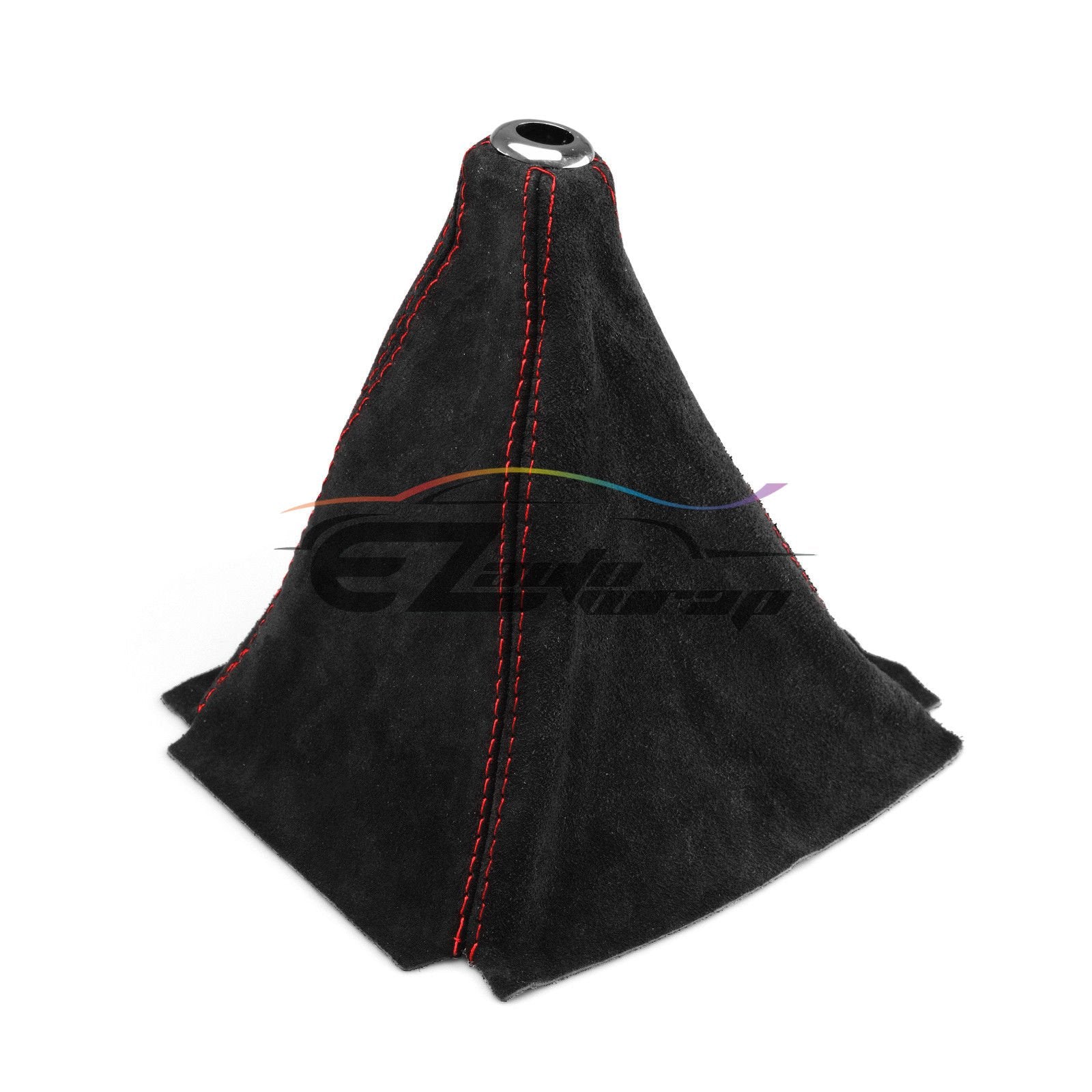 Ezautowrap Universal Velvet Genuine Leather Shift Knob Shifter Boot Cover Black With Red Stitches Mt At Sport