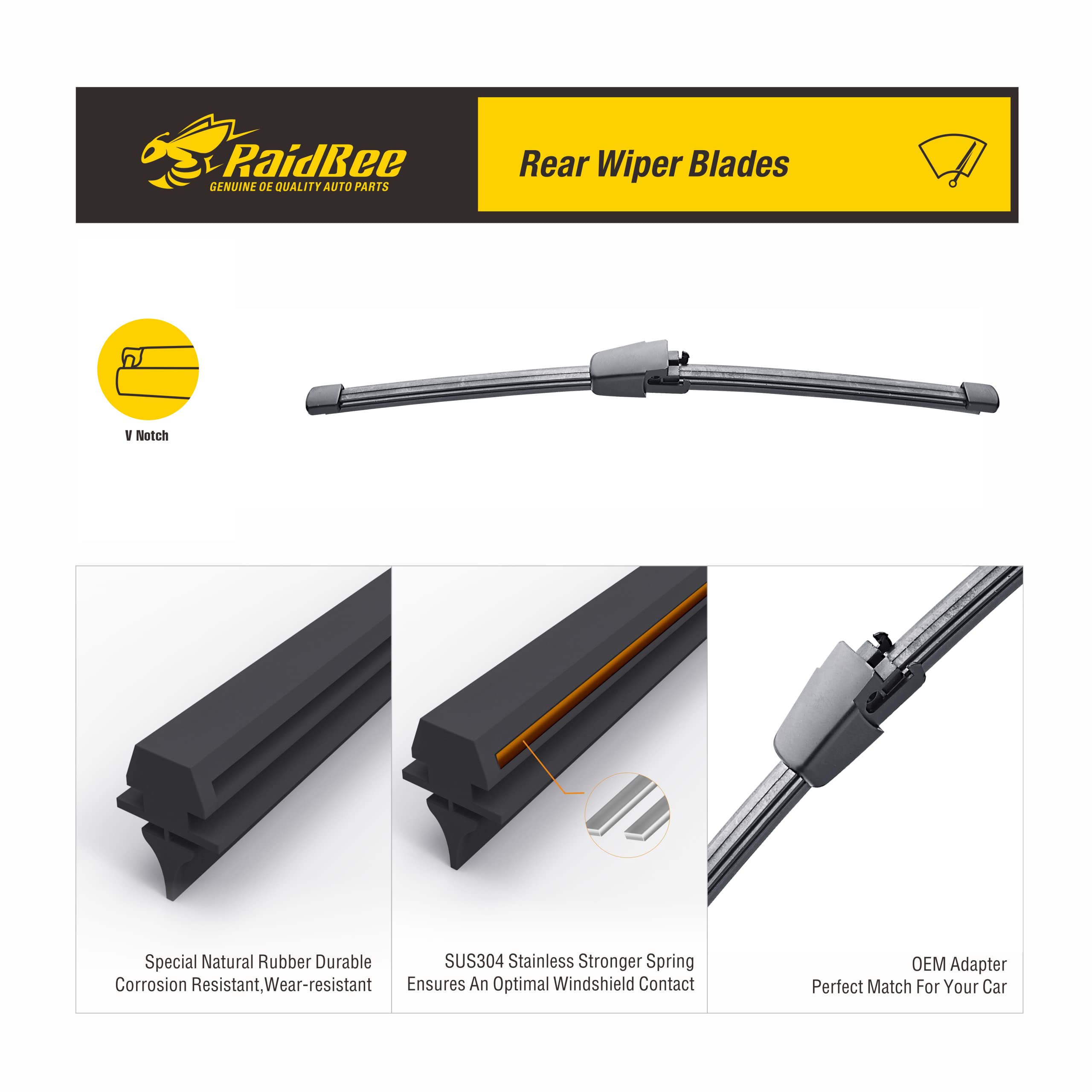 Raidbee Rear Wiper Blade Replacement For Escape 2022-2013,Expedition 2022-2018 Rear Wiper Blades For Automotive Replacement Back