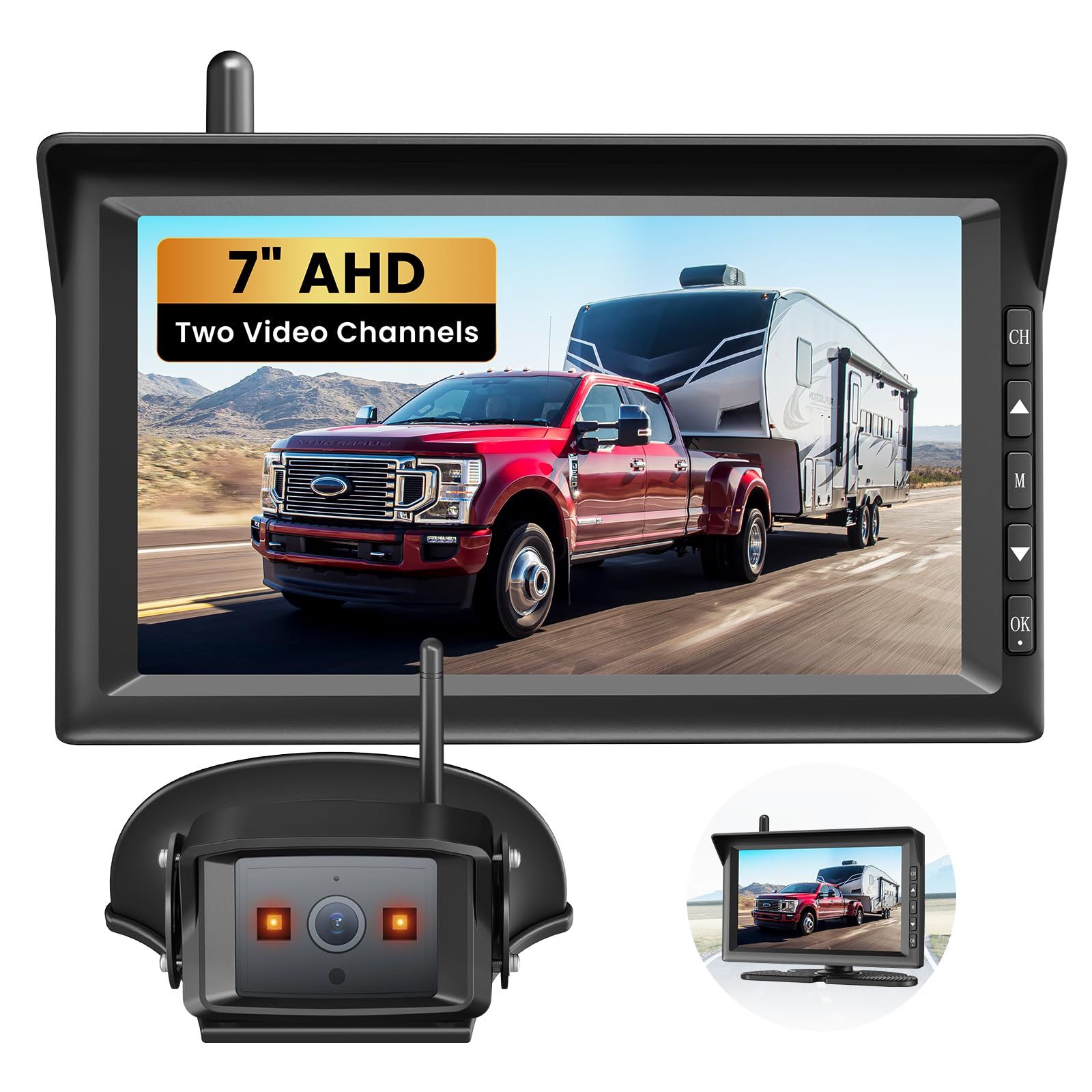 7'' Hd Wireless Backup Camera For Furrion System: Easy Setup & Stable Signal Back Up Camera, Wide View Rear View Camera With Cle