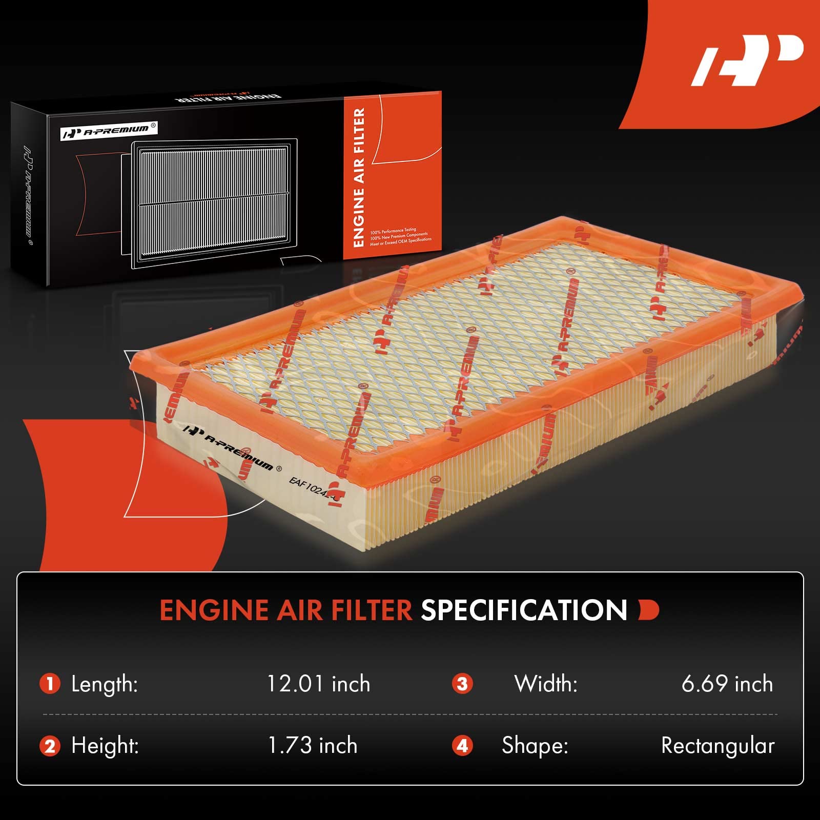 A-Premium Engine Air Filter Compatible With Ford, Lincoln, Mazda & Mercury Models - Edge(07-14), Explorer(11-23), Flex(09-19), Fusion, Taurus(08-19), Aviator, Mks(09-16), Mkx, Mkz, 6, Cx-9, Sable