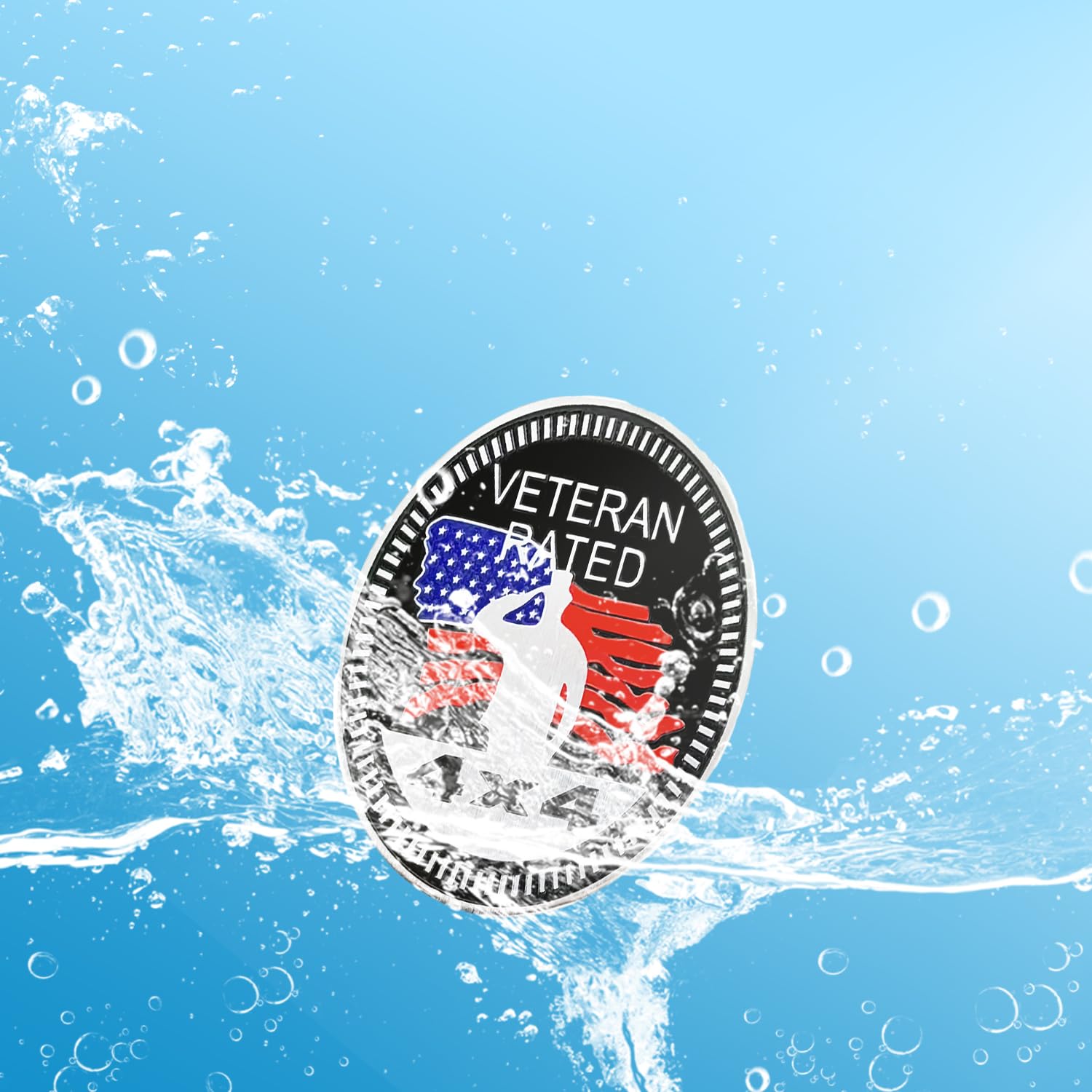 2 Pcs Veteran Badge Rated Car Emblem, 4 X 4 Metal Automotive Badge, 3D Round Metal Car Badges Emblems, Car Badge Decals Stickers