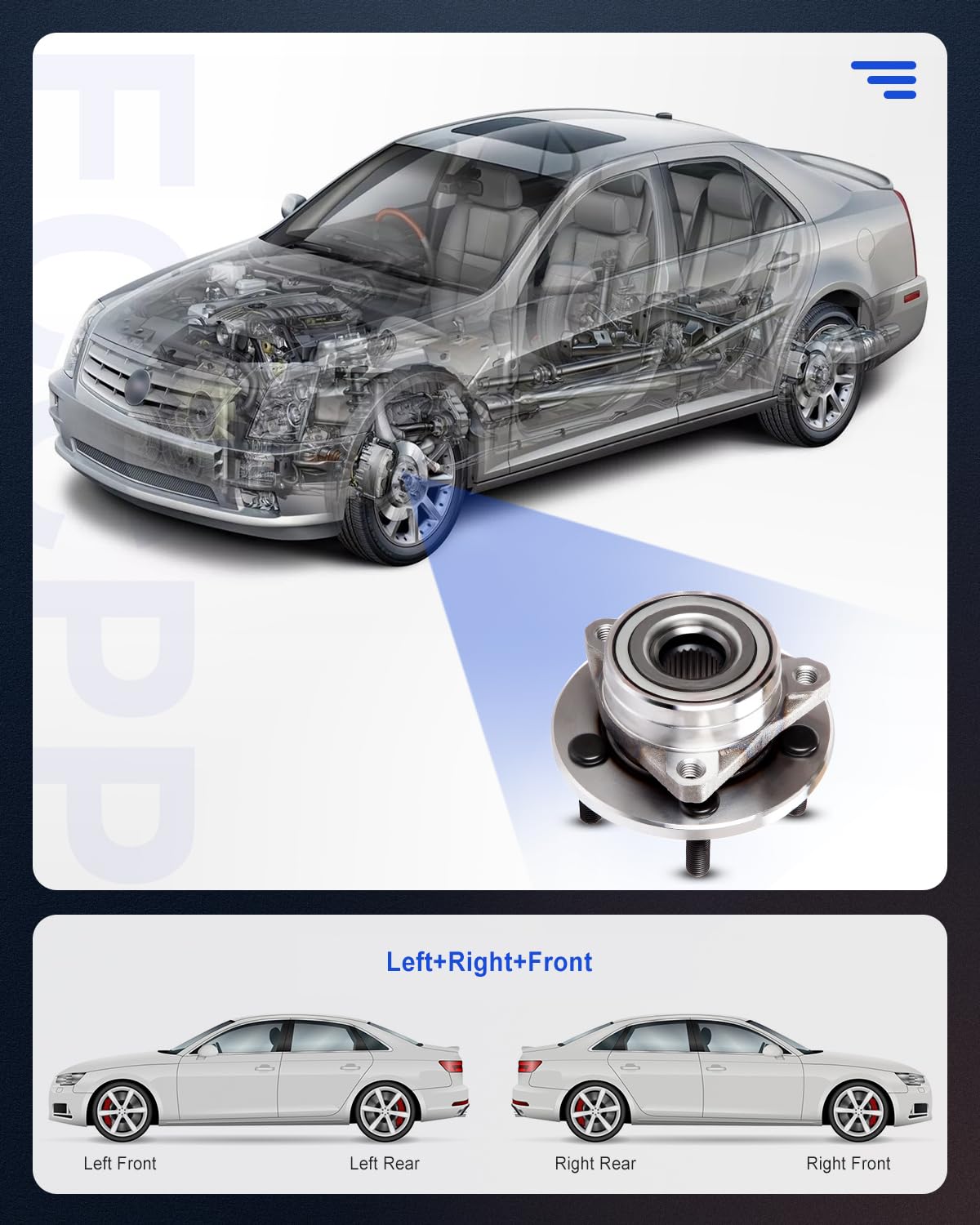 ECCPP New Front Wheel Hub Bearing Assembly 5 Lugs 96 97 98 99 00 01-05 for Mercury for Ford 513100 x2