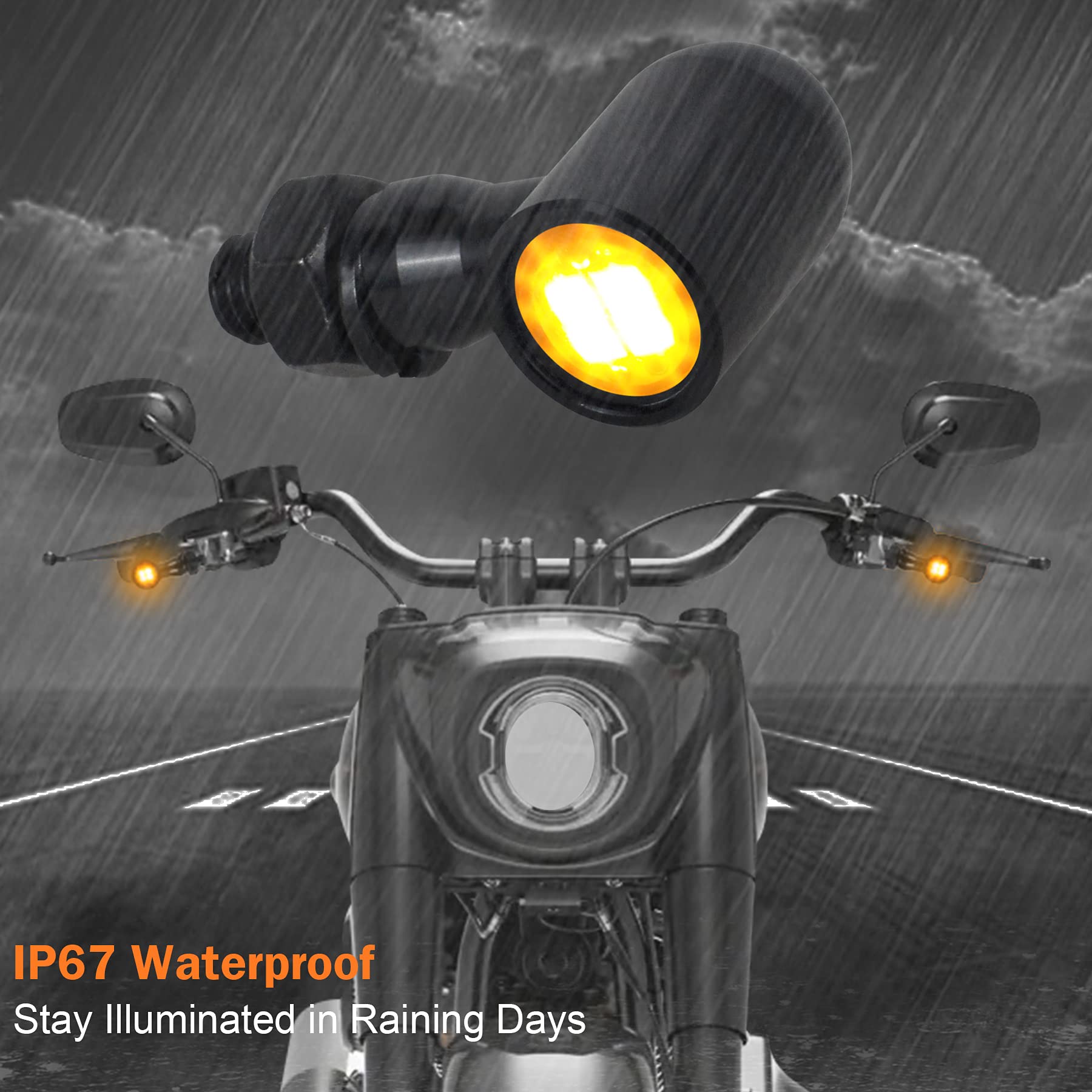 QUASCO Led Turn Signal Lights Universal Mini Size Blinkers Front Motorcycle Indicator Compatible with Harley Honda Kawasaki Suzu