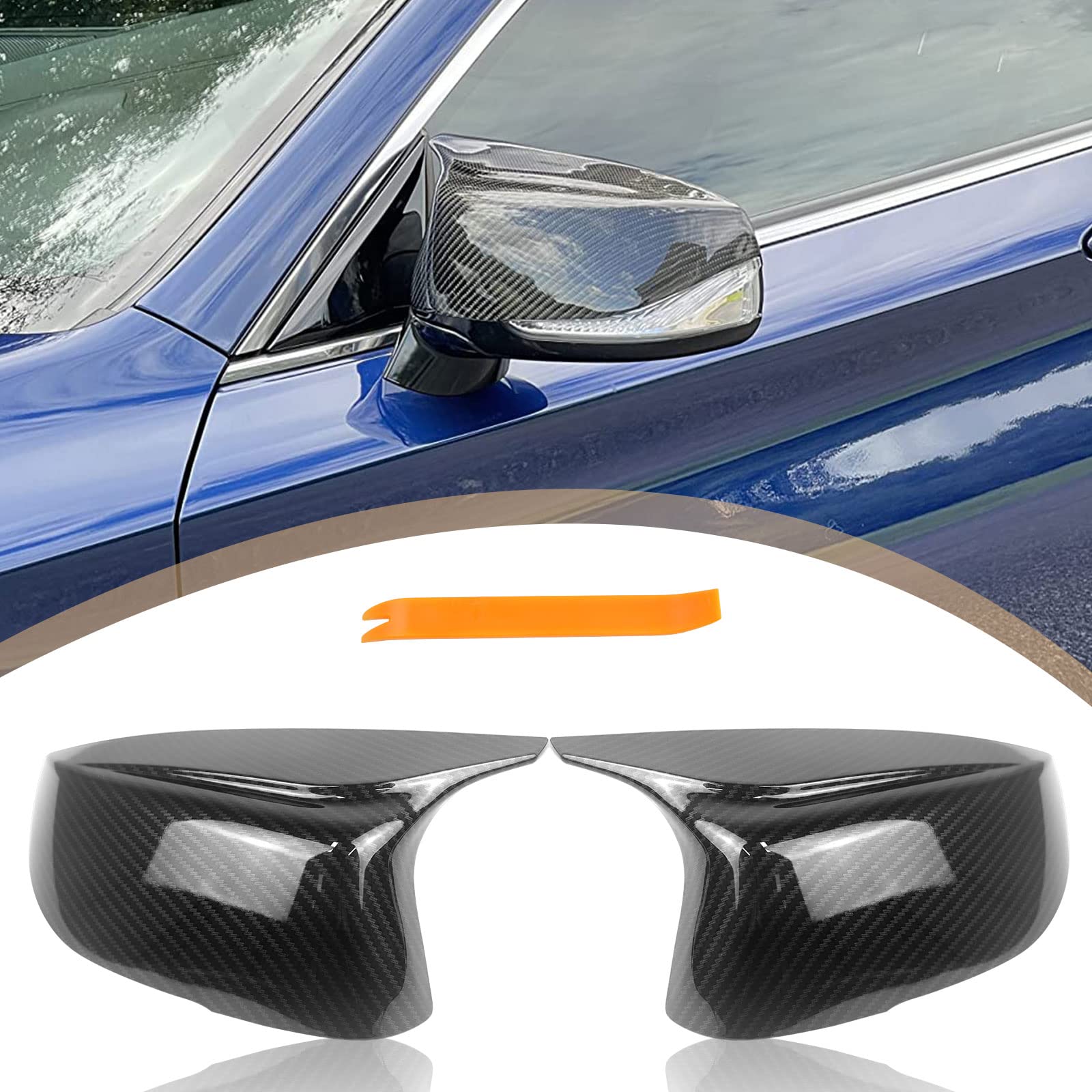 Carbon Fiber Door Mirror Cover Caps Compatible With Infiniti - Left & Right Rearview Mirror Caps Replacement For Infiniti Q50 Se