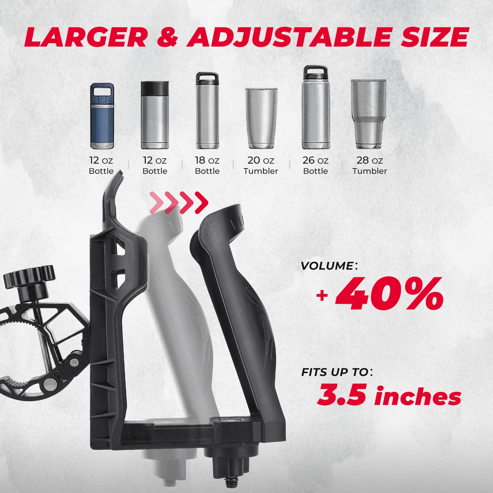 Kemimoto Atv Cup Holder, Upgraded Motorcycle Drink Holder Handlebar, Water Bottle Holder Mount With 0.6   -1.56    Metal Clamp F