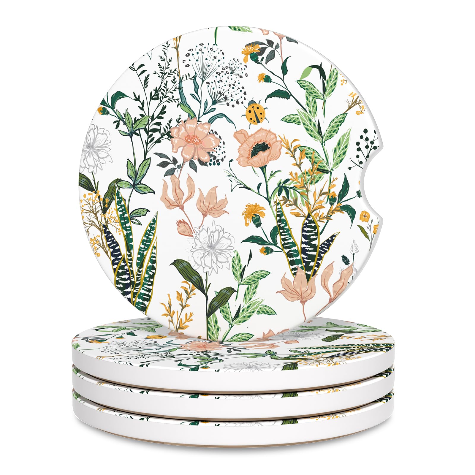 Car Cup Holder Coaster, Car Coasters For Cup Holders, 4 Pack Universal Anti Slip Insert Absorbent Ceramic Auto Interior Accessor