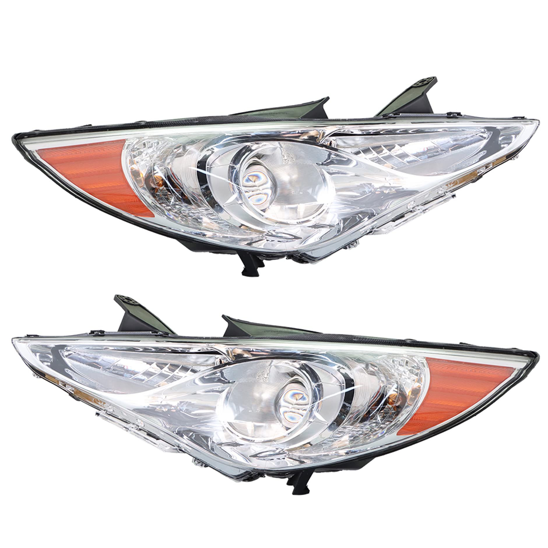 GENRICS Headlights Headlamp Replacement for 2011-2014 Hyundai Sonata Projector Headlight Clear Lens Amber Corner Pair Left and R