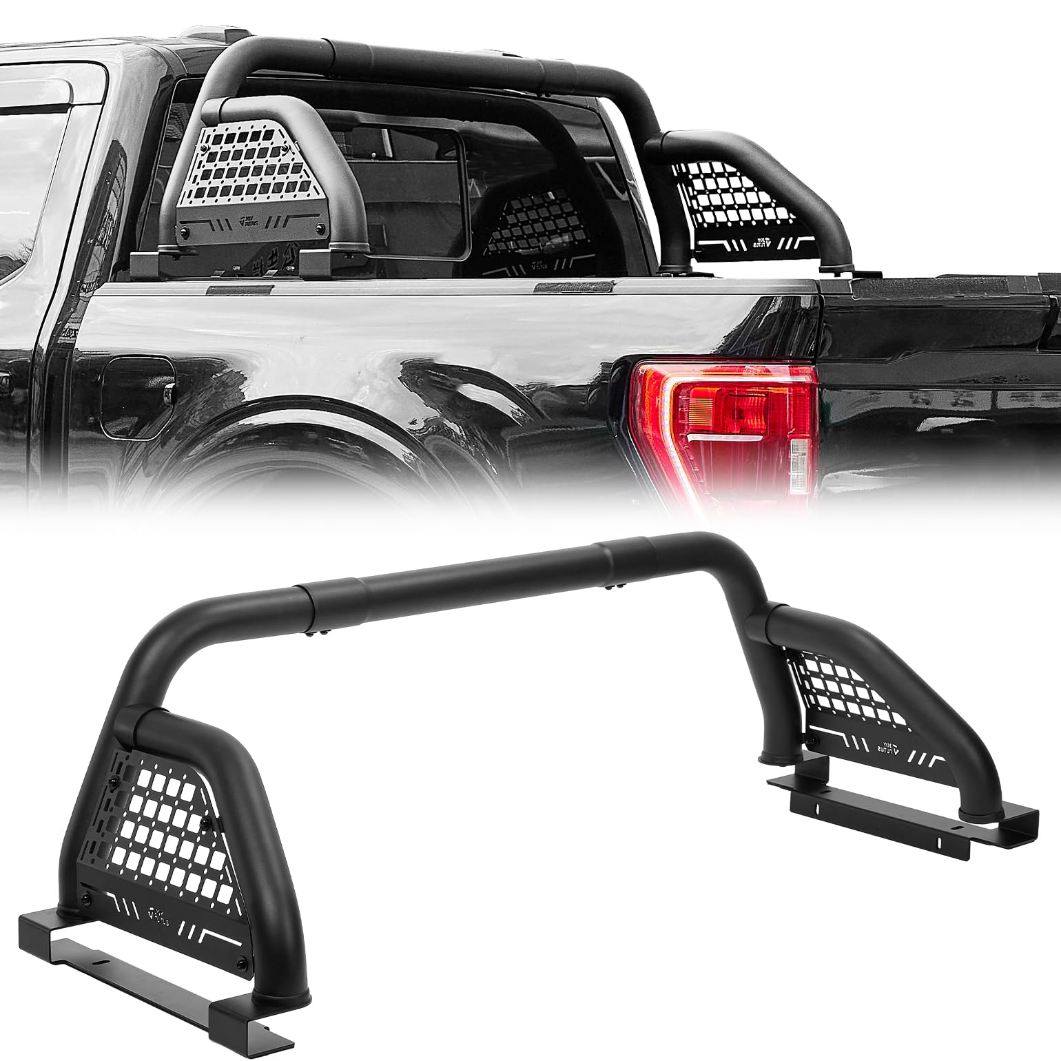JOYTUTUS Roll Bar for Full-Size Truck Adjustable Chase Rack Pickup Sport Bar Compatible with F150, F250, F350, Silverado, Sierra