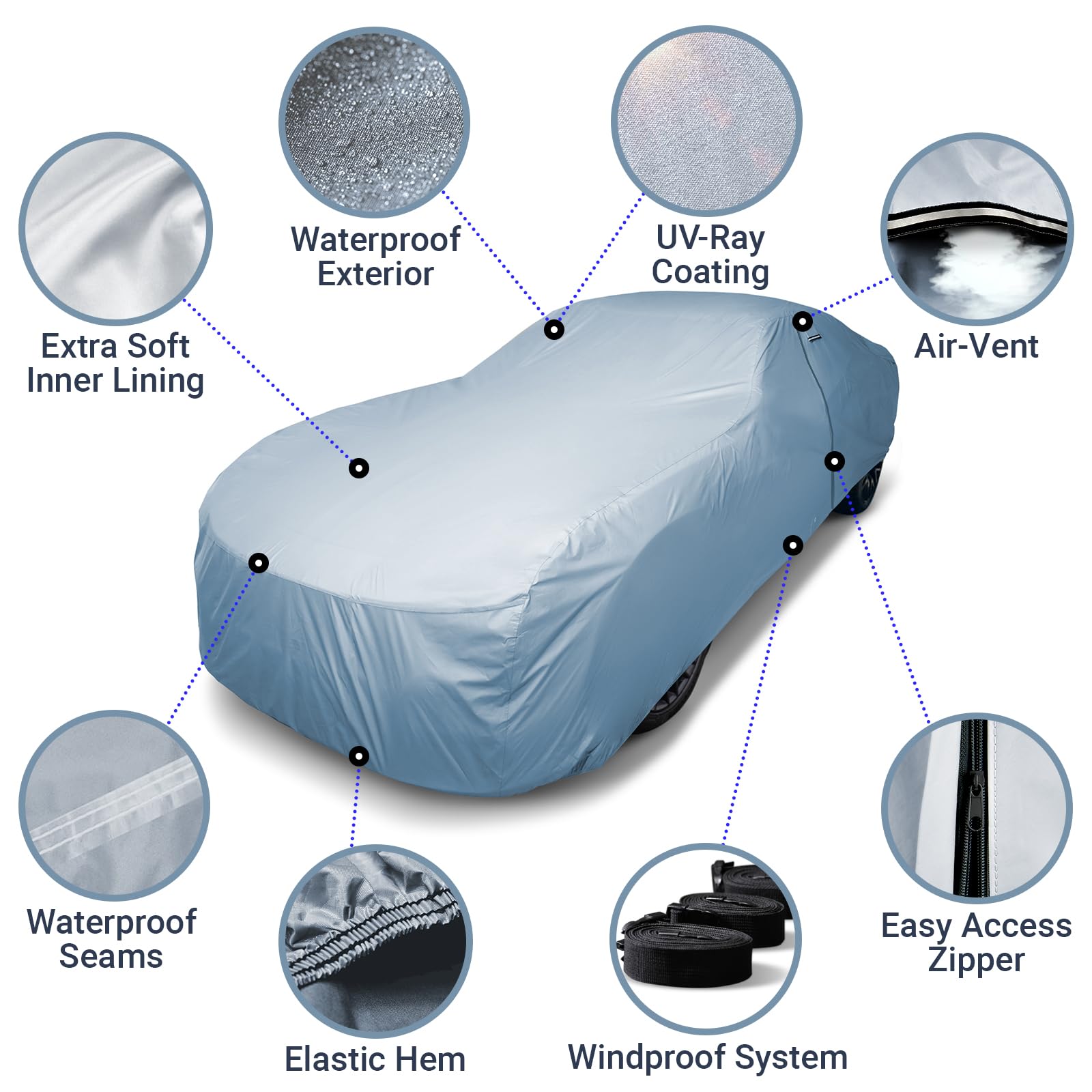 iCarCover 15-Layer Car Cover Waterproof All Weather | Premium Quality Car Covers for Automobiles, UV Protection, Nissan 280ZX, F