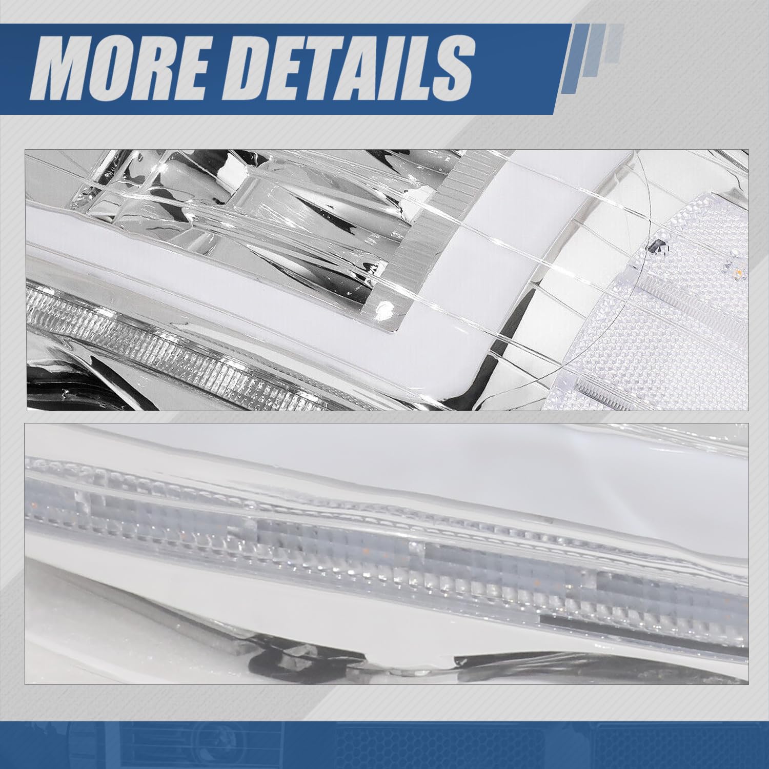 Auto Dynasty Led Drl Headlight Compatible With 2002 2003 2004 2005 Dodge Ram 1500 2500 3500 Sequential Turn Signal Chrome Clear