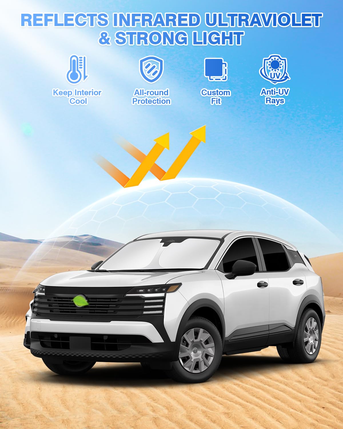 Canvcle Sunshades For 2025 Nissan Kicks Accessories Windshield Sun Shade Side Rear Window Shade Cover Sun Visor Shield Privacy P