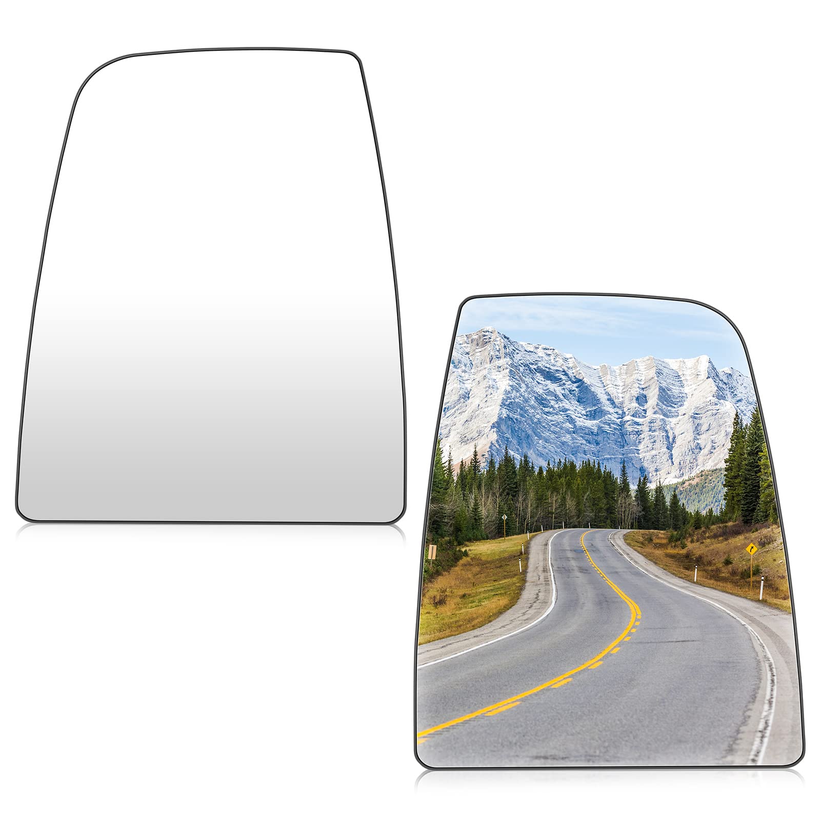 Left & Right Side Upper Rearview Convex Heated Mirror Glass With Rear Holder Fits For 2015-2022 Ford Transit-150 250 350 Hd For