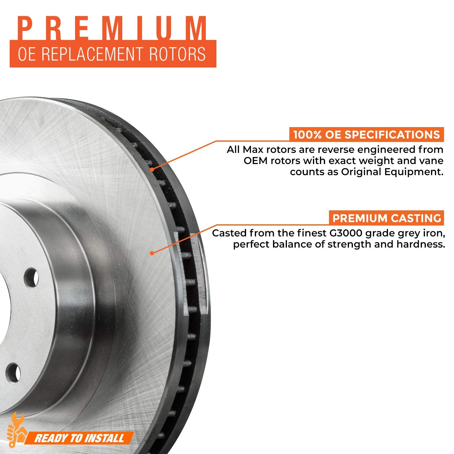 [Front] Max Brakes Premium Oe Rotors With Carbon Ceramic Pads Kt179041-1