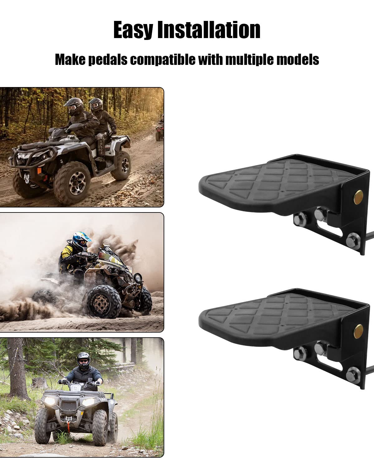 Emiho Atv Foot Rests For 4 Wheeler Rear Seat Passenger Foot Pegs Universal Compatible With Polaris Sportsman Honda Rancher Forem