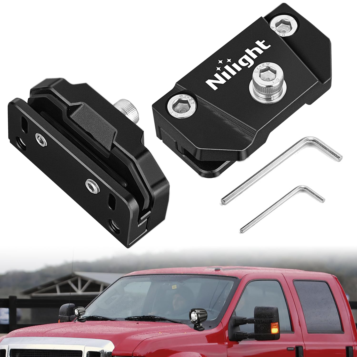 Nilight Led Light Bar Mounting Bracket 2Pcs Universal Adjustable Pillar Hood Fog Pods Work Lamp No Drilling Aluminum Mount Clamp