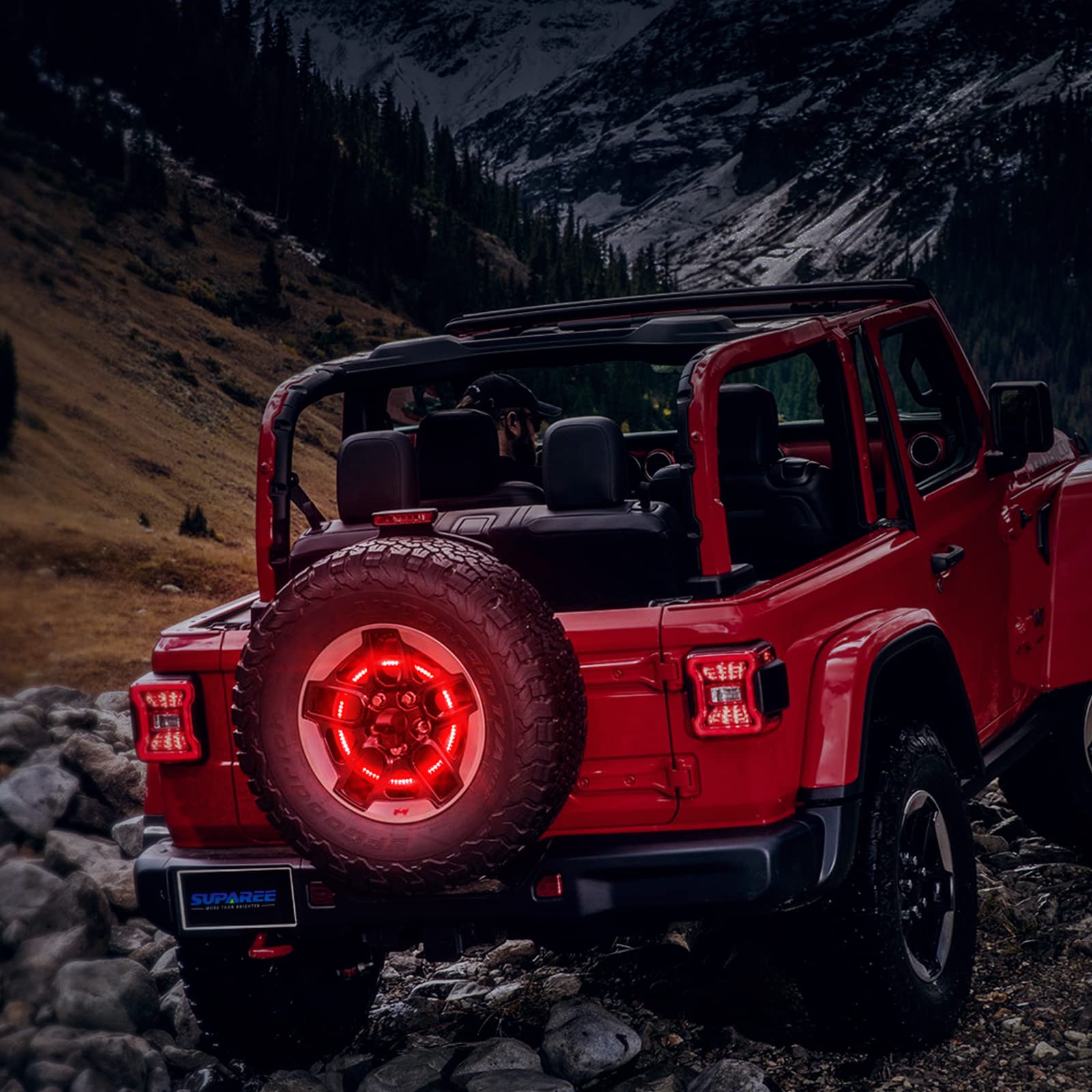 Spare Tire Brake Light Wheel Light 3rd Third Brake Light for 2018 2019 2020 Jeep Wrangler JL JLU with Back Up Camera