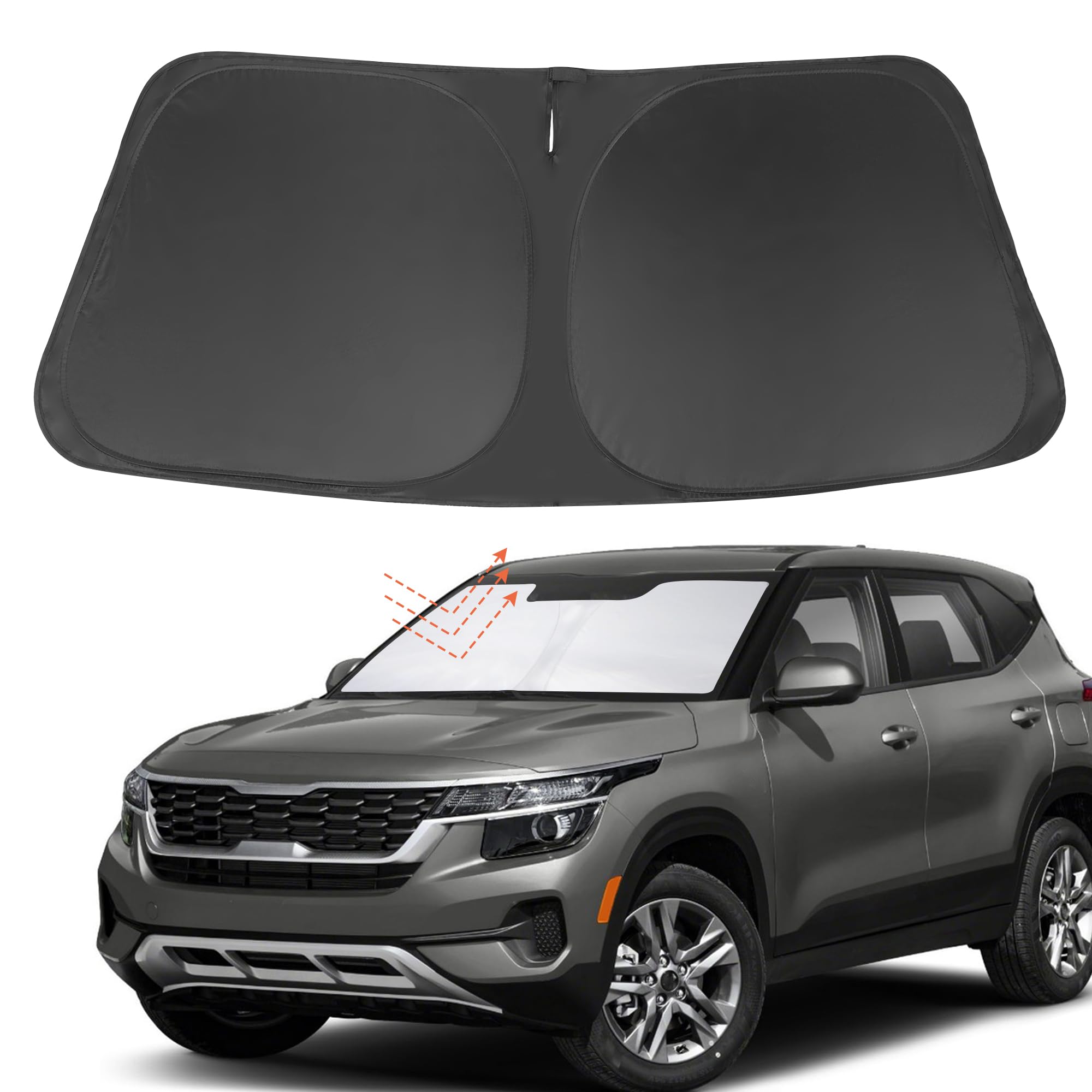 Yycke Windshield Sun Shade Accessories Compatible With Kia Seltos 2021-2025 Foldable Sunshade Sun Visor Blocks Uv
