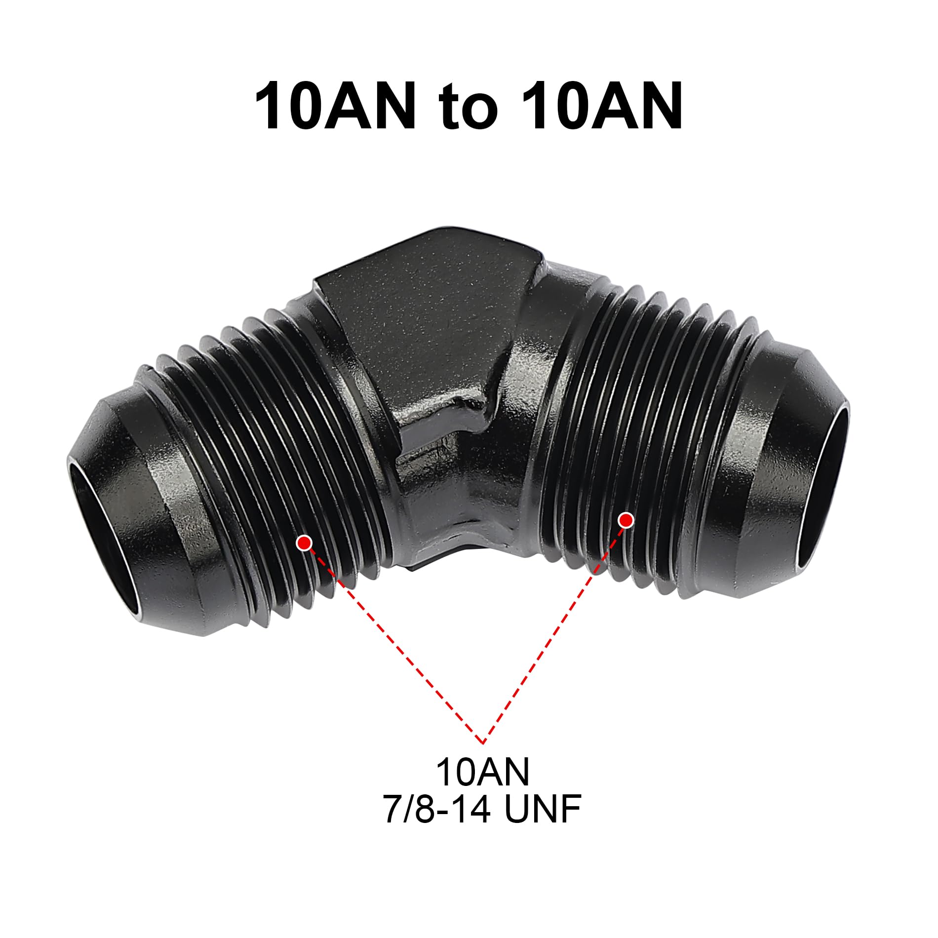 EVIL ENERGY 10AN Male to Male Flare 45 Degree Union Coupler Fitting Coupling Aluminum Black