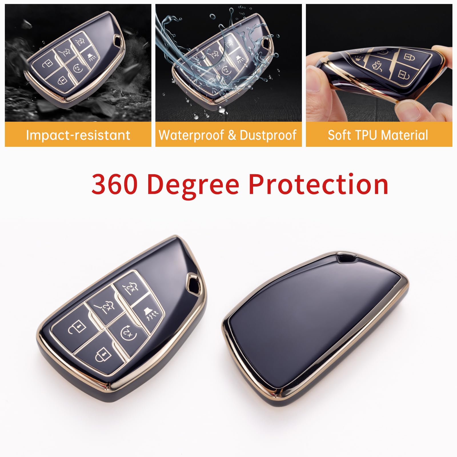 Gematay For Buick Key Fob Cover With Keychain Lanyard, Soft Tpu Key Fob Protector Shell Compatible With Buick 2021 2022 Chevrole