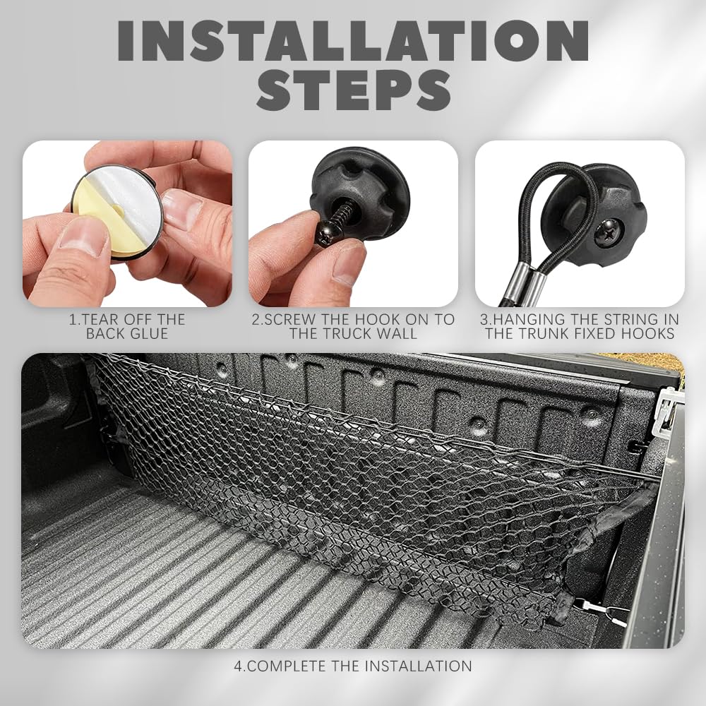 Lecctso Car Rear Cargo Net, Automotive Cargo Nets, Trunk Cargo Storage Net With Hooks, 35.4'X 15.75' Adjustable Elastic Storage Organizer Net, Car Accessories Trunk Organizer Universal Fit Suv, Car