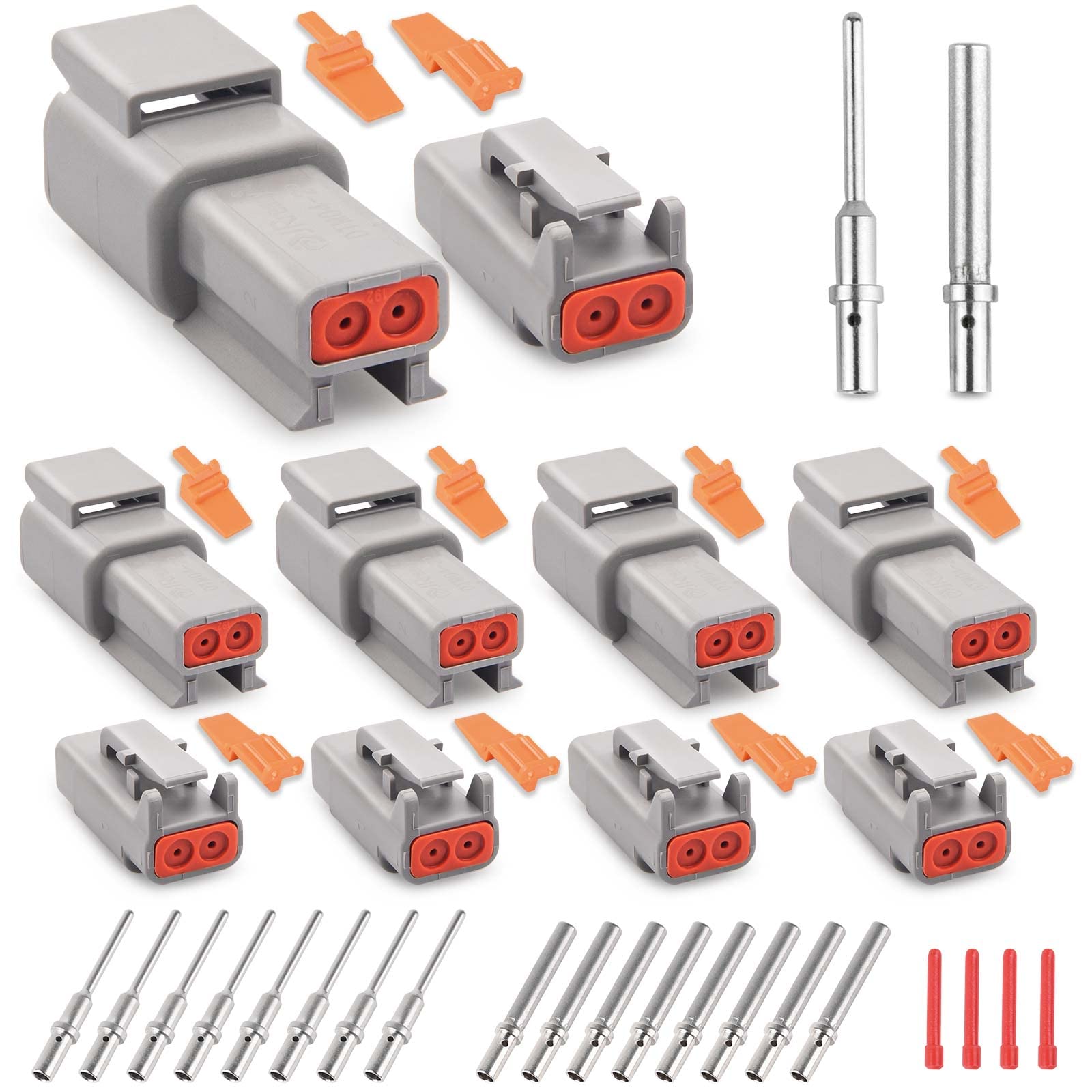 JRready Deutsch DTM 2 Pin Connectors 4 Kits, Waterproof Electrical Wire Connectors with Size 20 Solid Contacts 20-22AWG, ST6330-