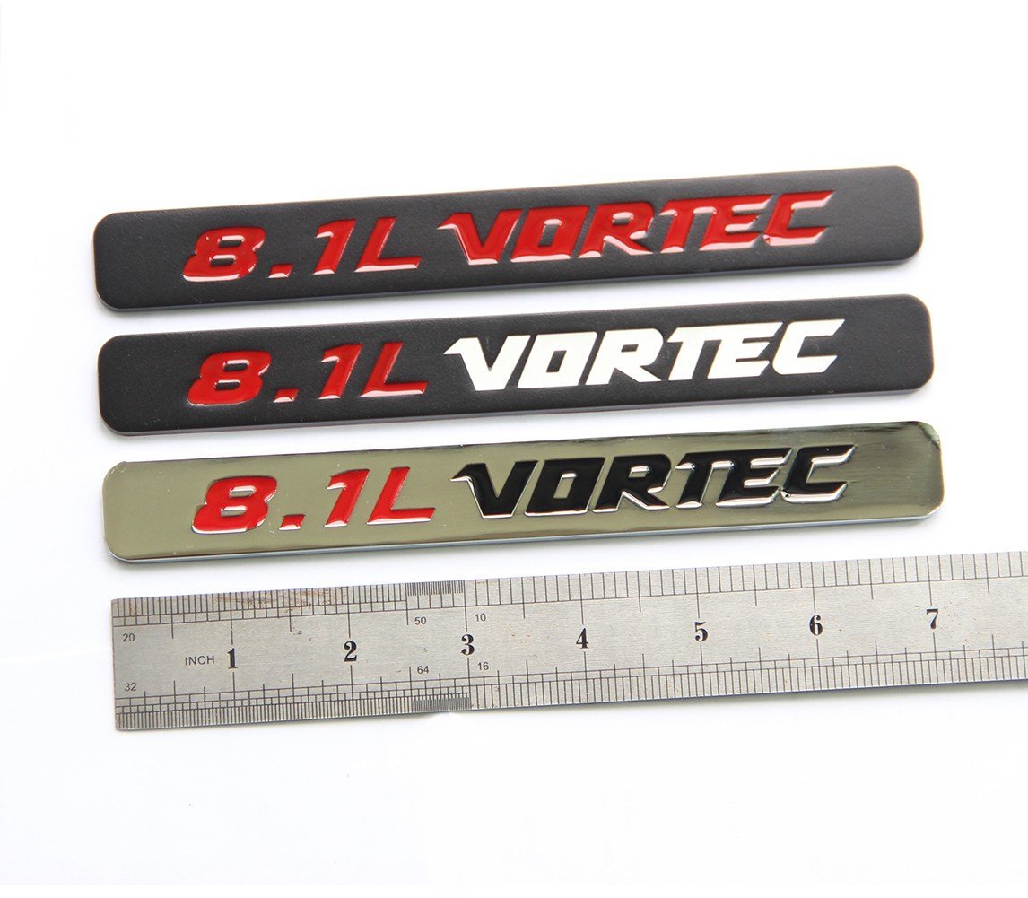 Yoaoo 2Pack OEM 8.1L Vortec Emblem Engine Badge for Silverado Z71 Sierra - Chrome Black