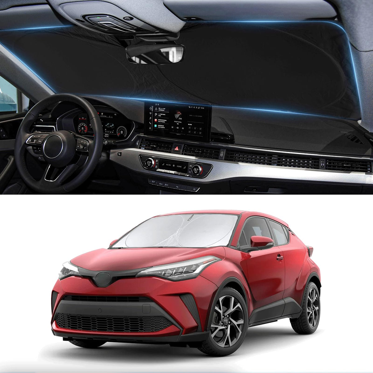 Custom Fit Chr Windshield Sunshade For 2018 2019 2020 2021 Toyota Ch-R C-Hr Chr, Xle Premium Car Accessories Front Window Reflec