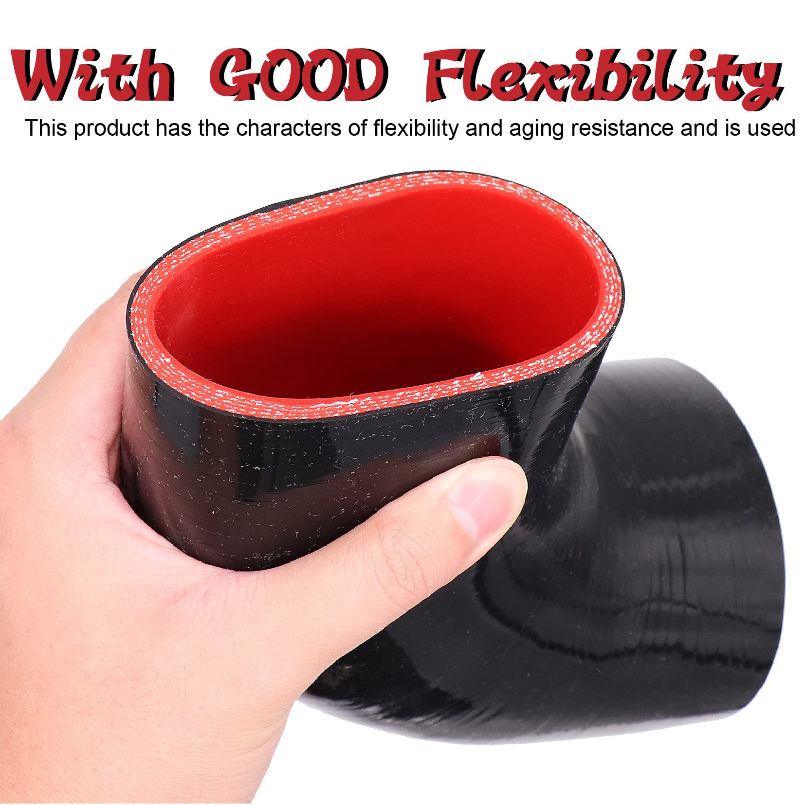 TuoLauthon 90 Degree 3 to 3-1/2 inch(76-89mm) Silicone Reducer Coupler Hose,4-Ply Reinforced,Length 4-in(102mm) with 2PCS clamps