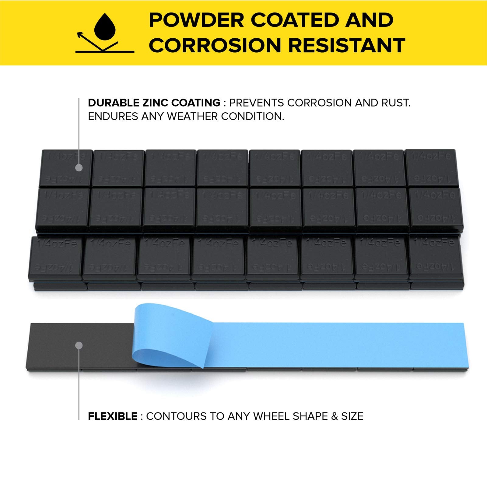 Stancemagic - 0.25Oz 1/4Oz - Black Adhesive Stick On Wheel Weights, Easy Peel, Low Profile, Zinc Plated Steel Balancing Weights For Cars Bikes Atv Utv, 0.75 Lb Box (12Oz), Contains 48 Pieces