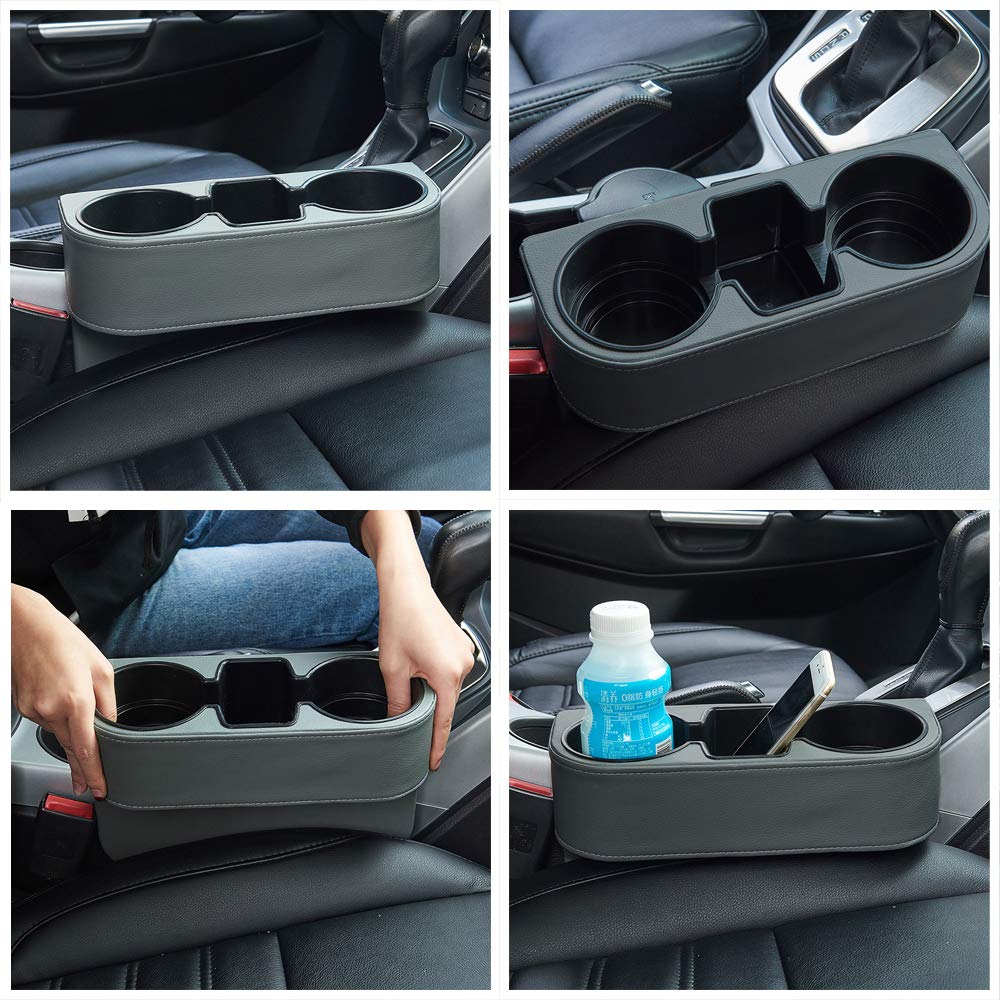 Atmomo Gray Multifunctional Car Cup Holder Car Seat Organizer Gap Filler Bottle Phone Storage Organizer