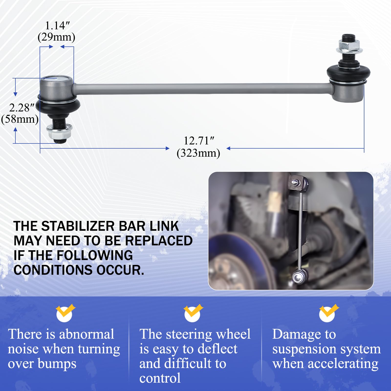 K750574 Zinc-Nickel Alloy Front Stabilizer Sway Bar End Link For 2011-2020 Toyota Sienna Replaces# 4882008030, 4883017050