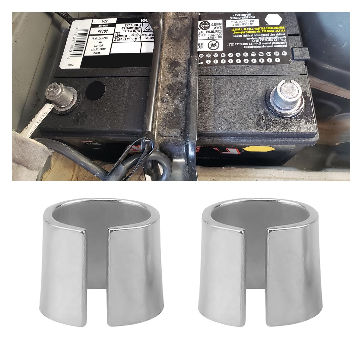 1 Pair Battery Post Shims, Pure Lead Anode Cathode Sleeves, Car Battery Terminal Converter Adapter Sleeves for Positive & Negati