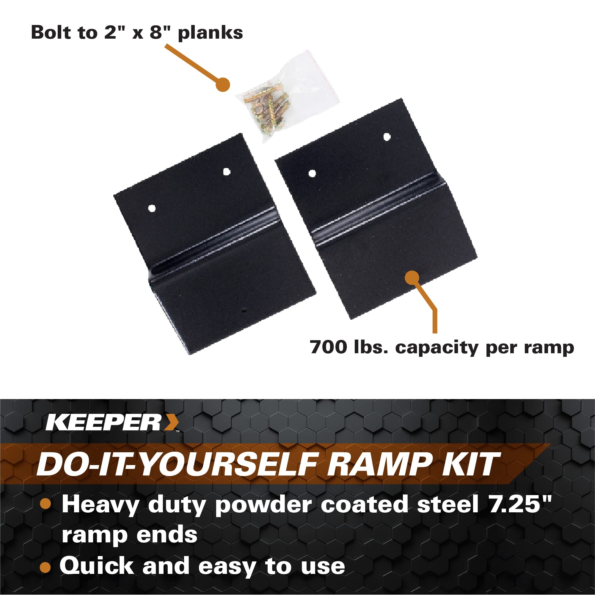 Keeper 05674-6 Do It Yourself Ramp Kit, Black - Safely Load Motorcycles, Tractors, ATVs, and Other Wheeled Transports On and Off Your Vehicle