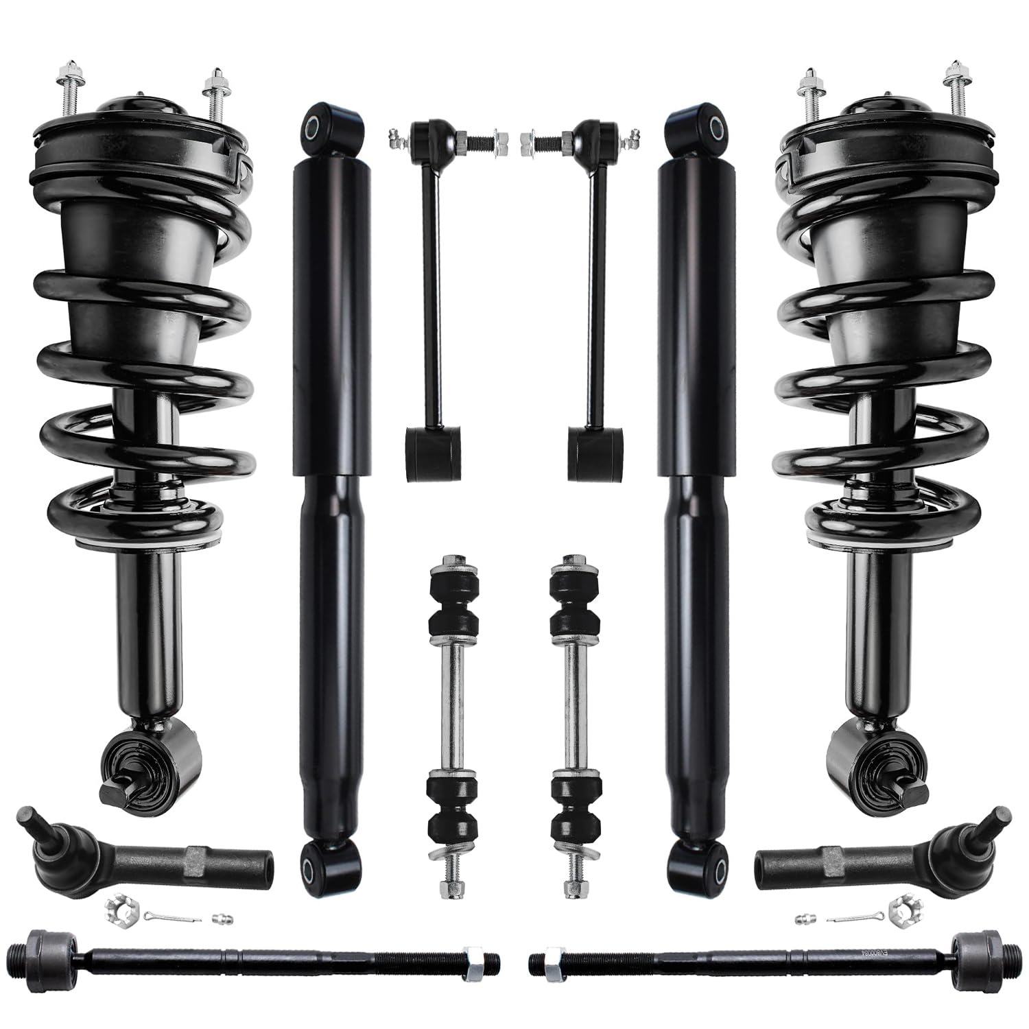 Detroit Axle - 12pc Struts Shocks Kit for Chevy GMC Suburban Yukon XL 1500 Tahoe Avalanche Escalade EXT ESV Complete 2 Front Str